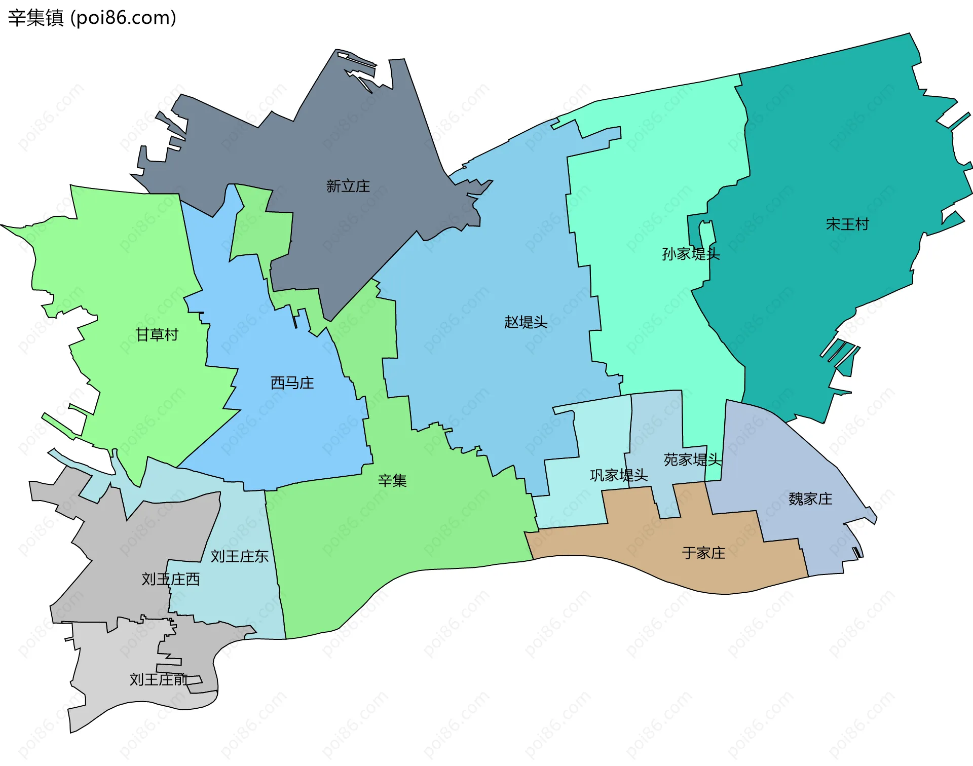 辛集镇边界地图(五级行政区划)