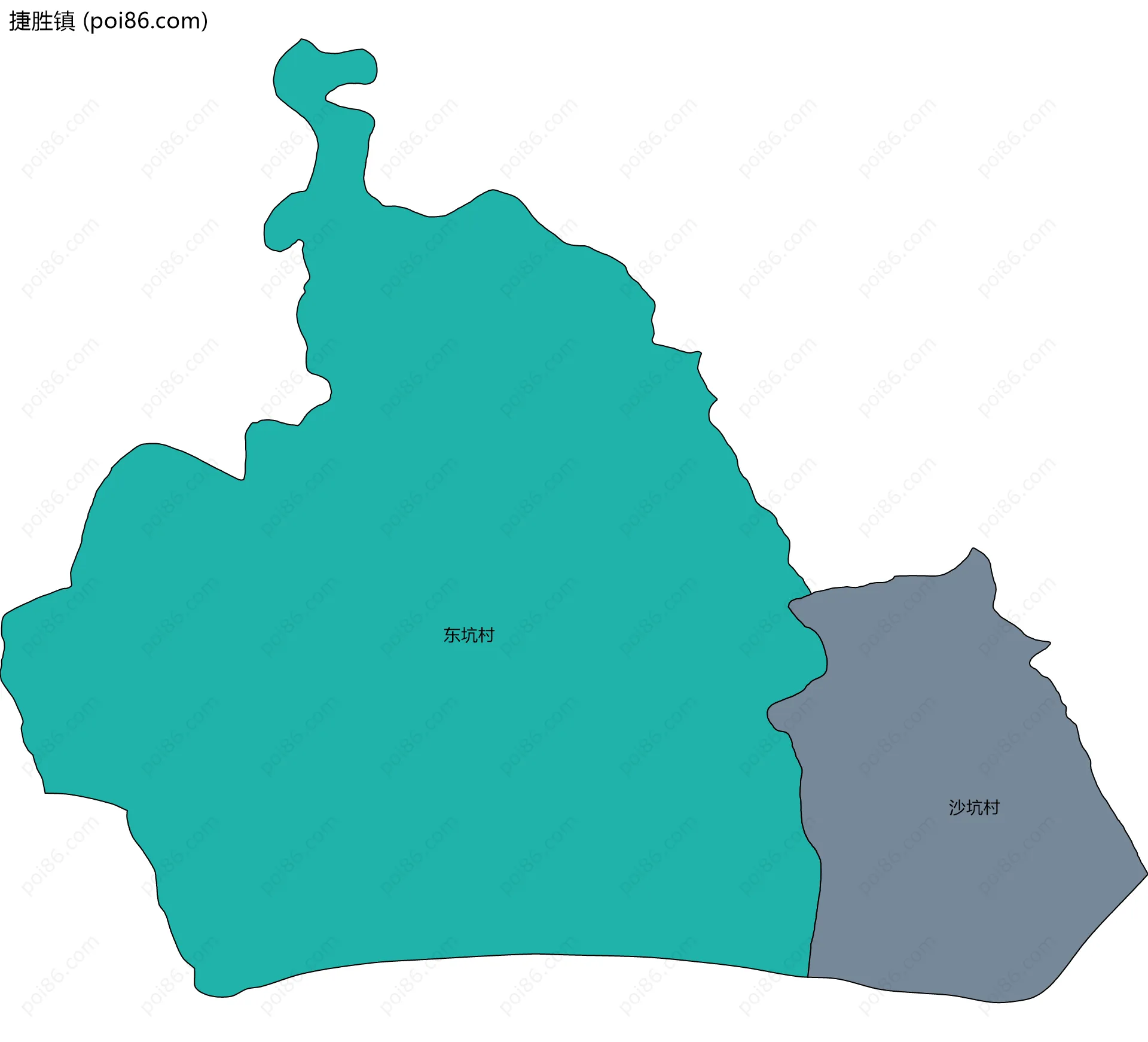捷胜镇边界地图(五级行政区划)
