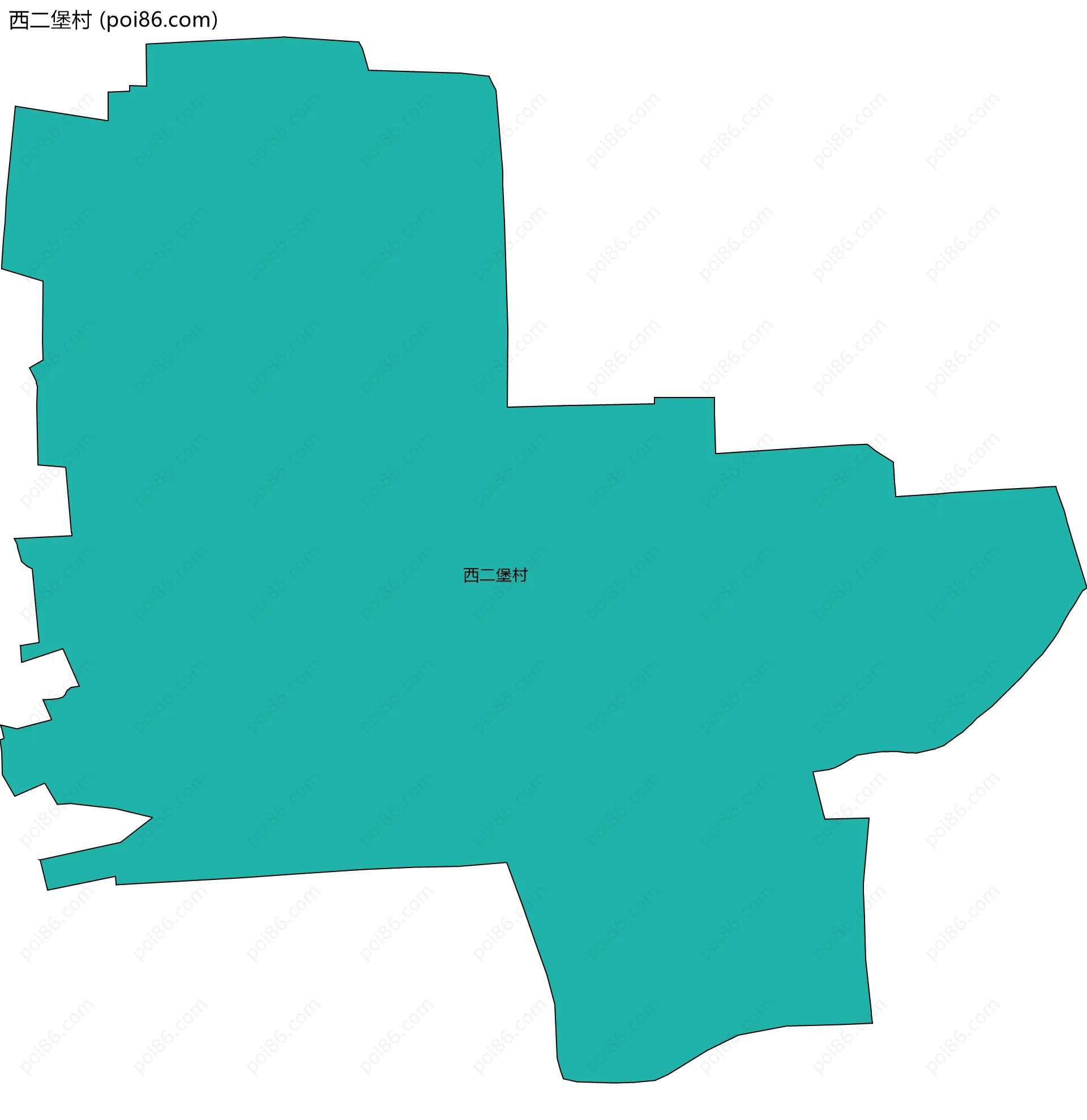 西二堡村边界地图