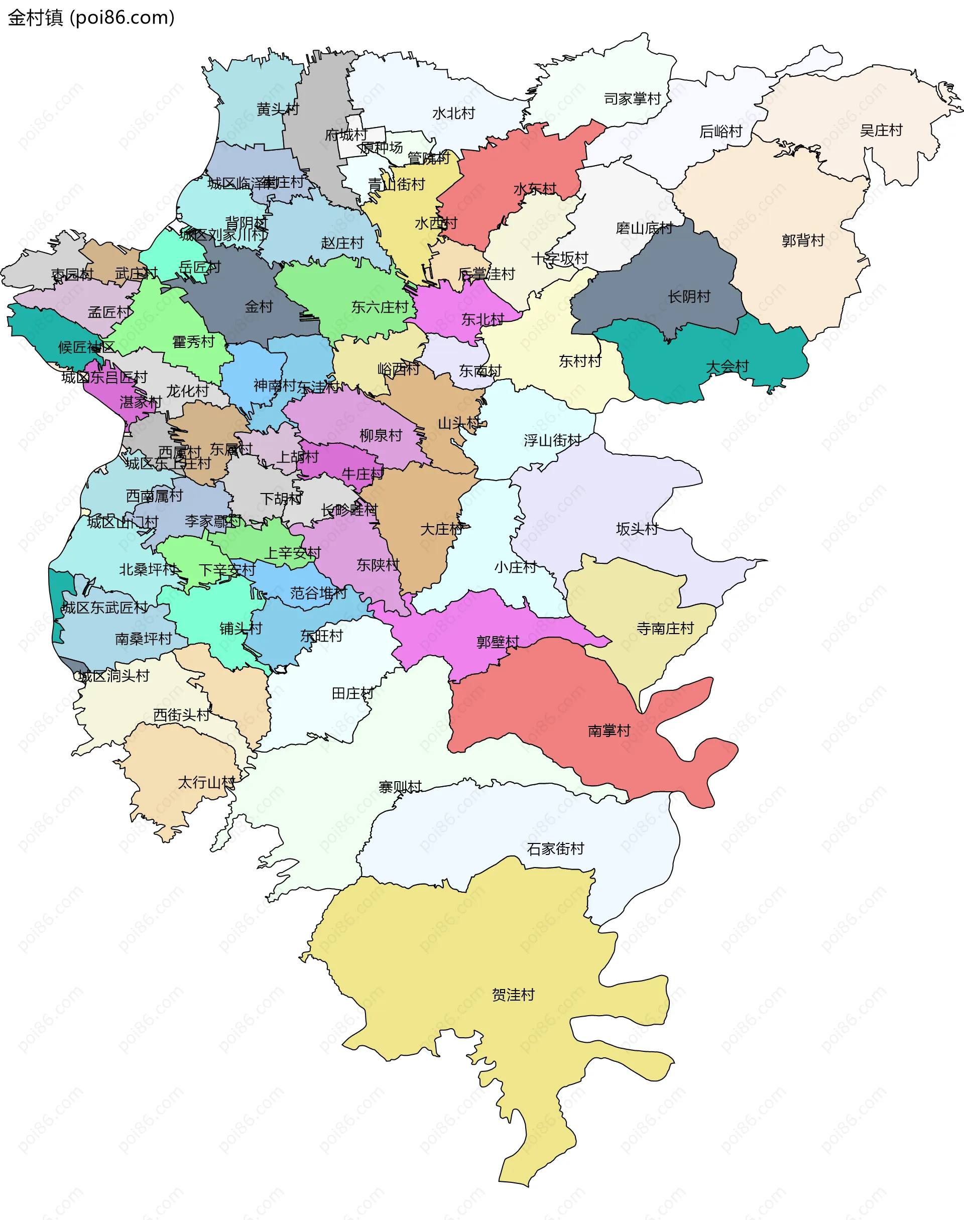 金村镇边界地图(五级行政区划)