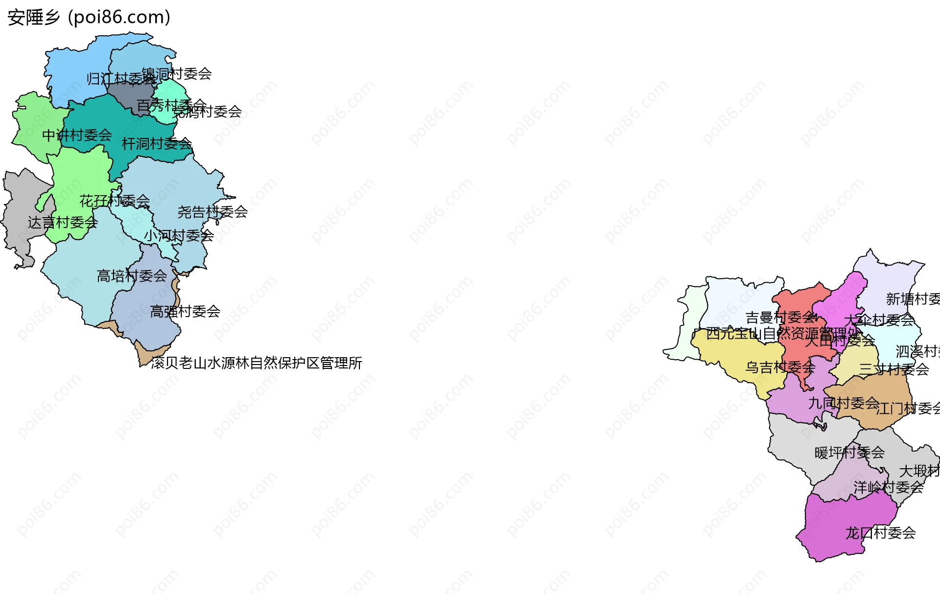安陲乡边界地图(五级行政区划)