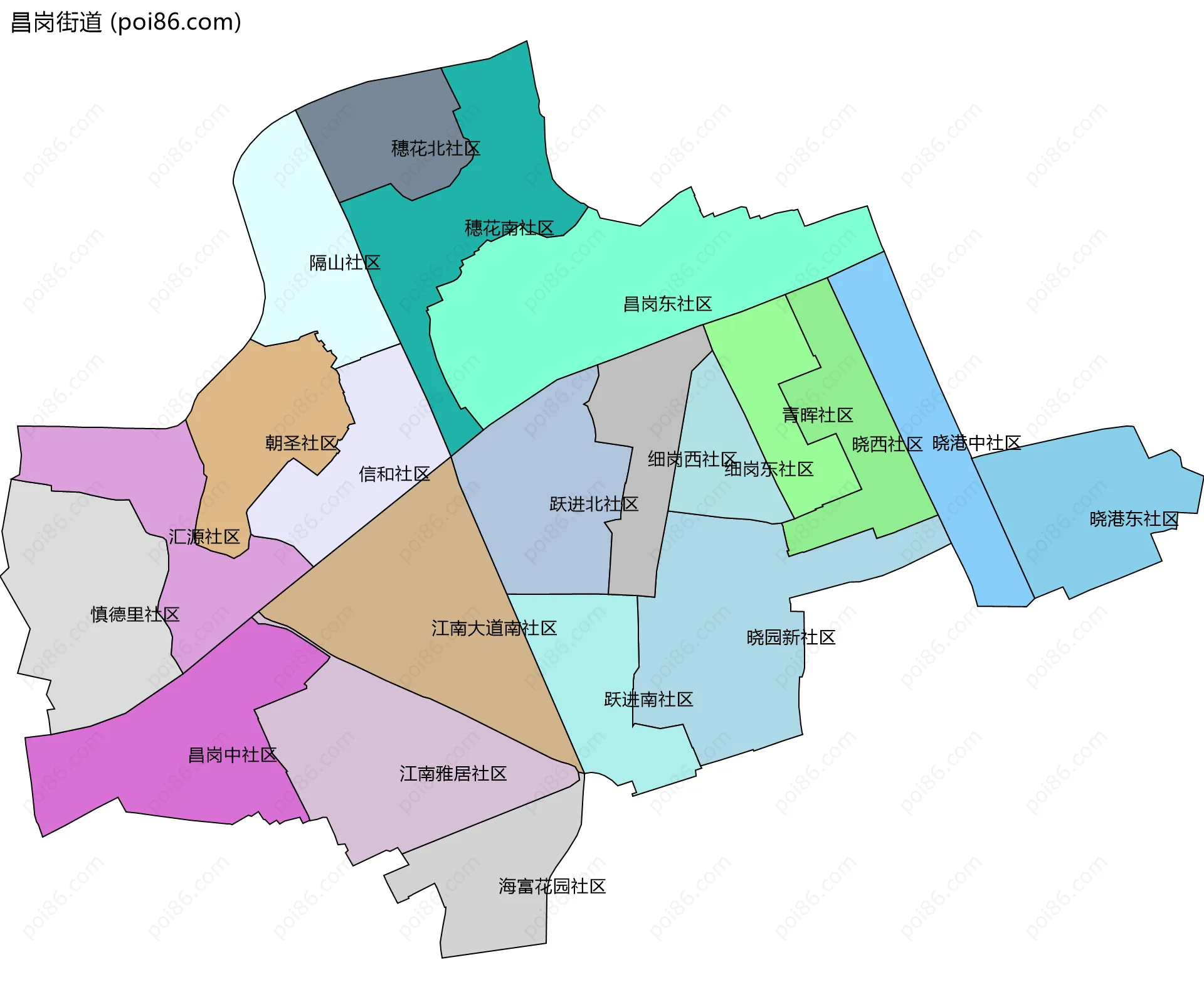 昌岗街道边界地图(五级行政区划)
