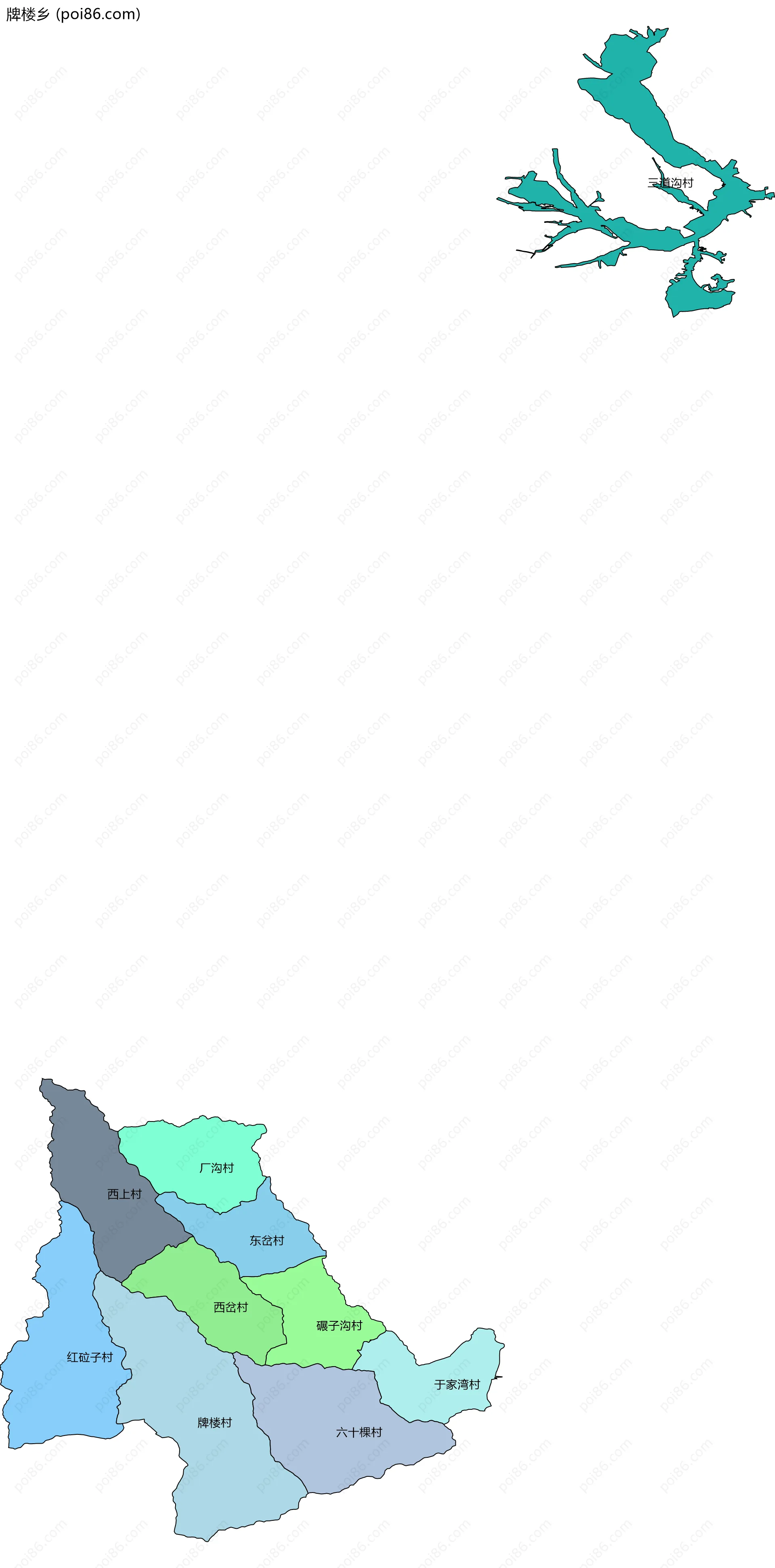 牌楼乡边界地图(五级行政区划)