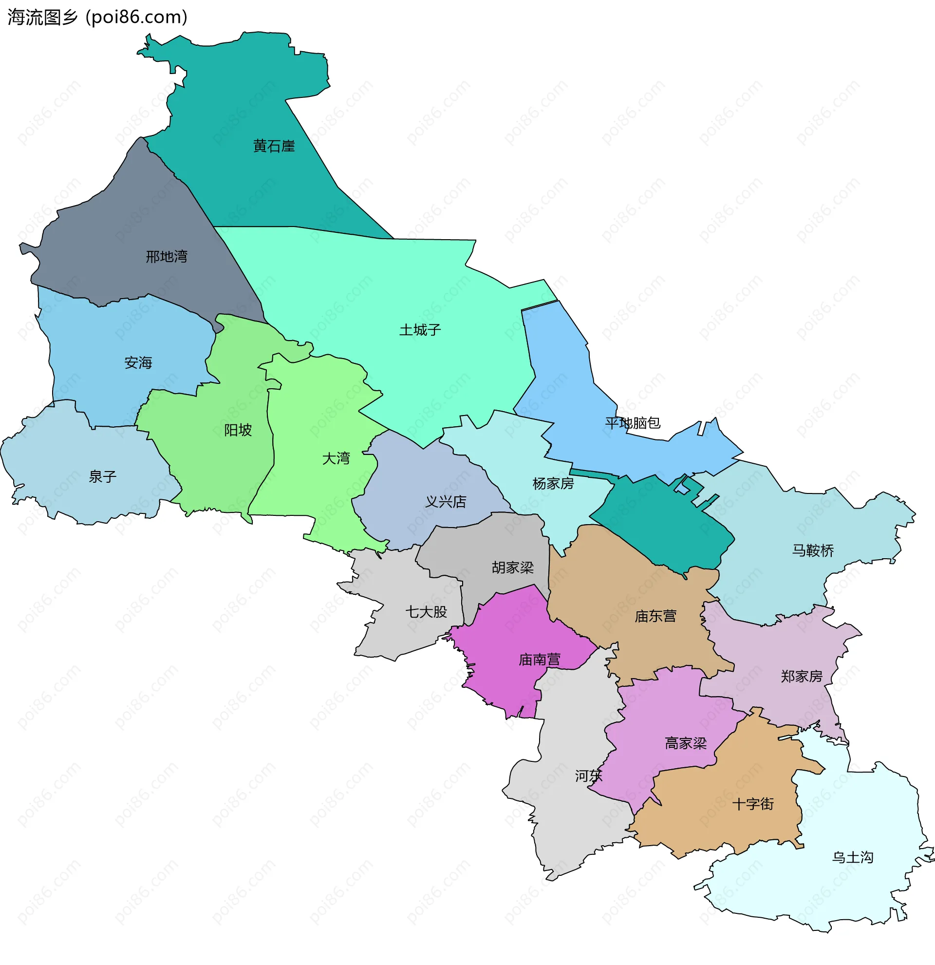 海流图乡边界地图(五级行政区划)