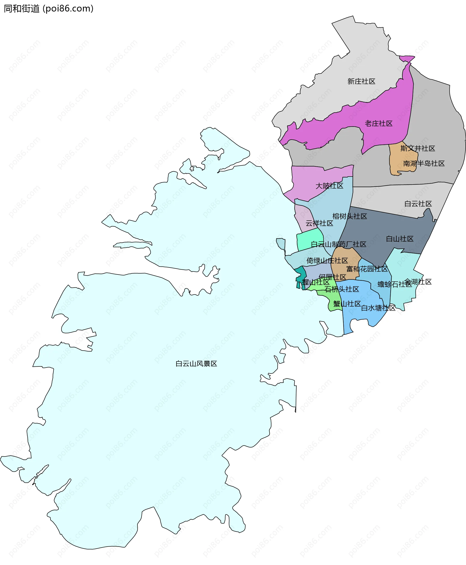 同和街道边界地图(五级行政区划)