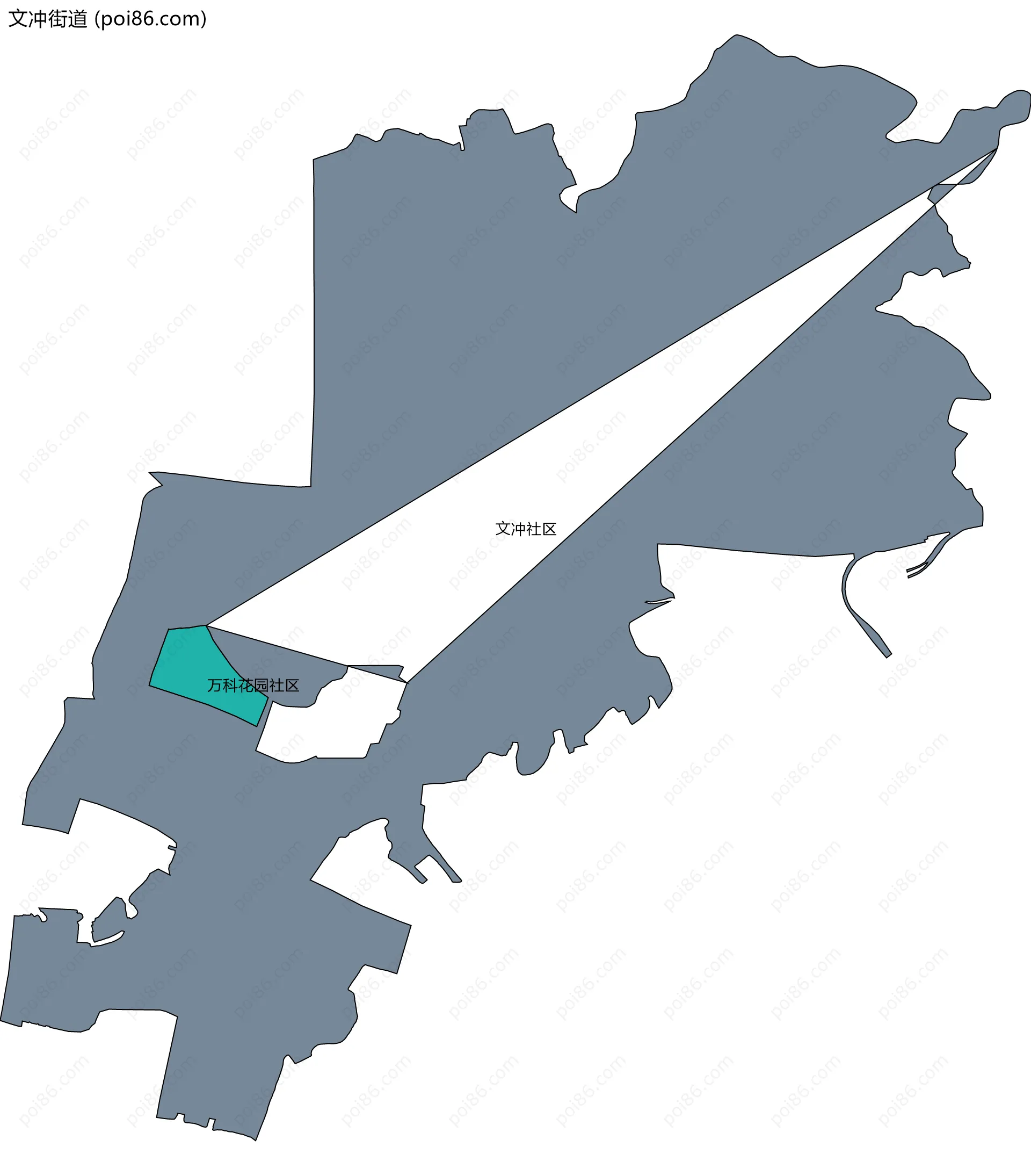 文冲街道边界地图(五级行政区划)