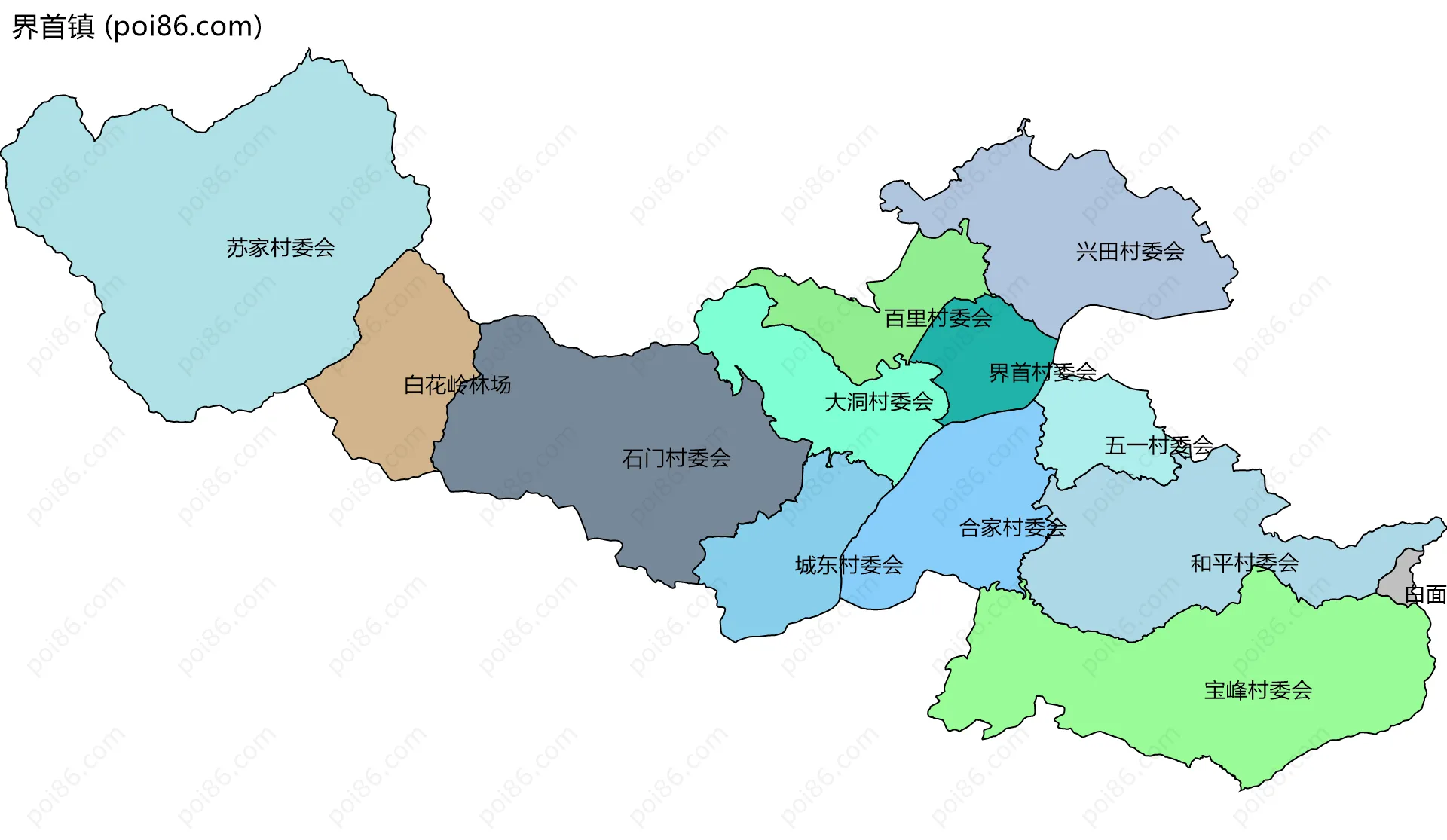 界首镇边界地图(五级行政区划)