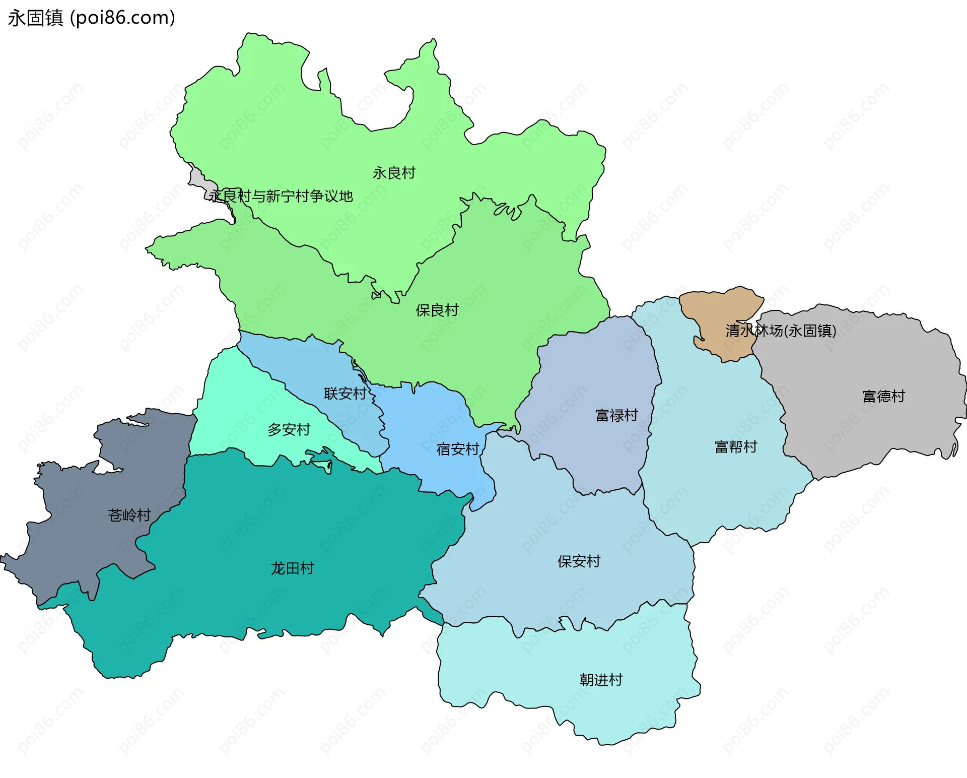 永固镇边界地图(五级行政区划)