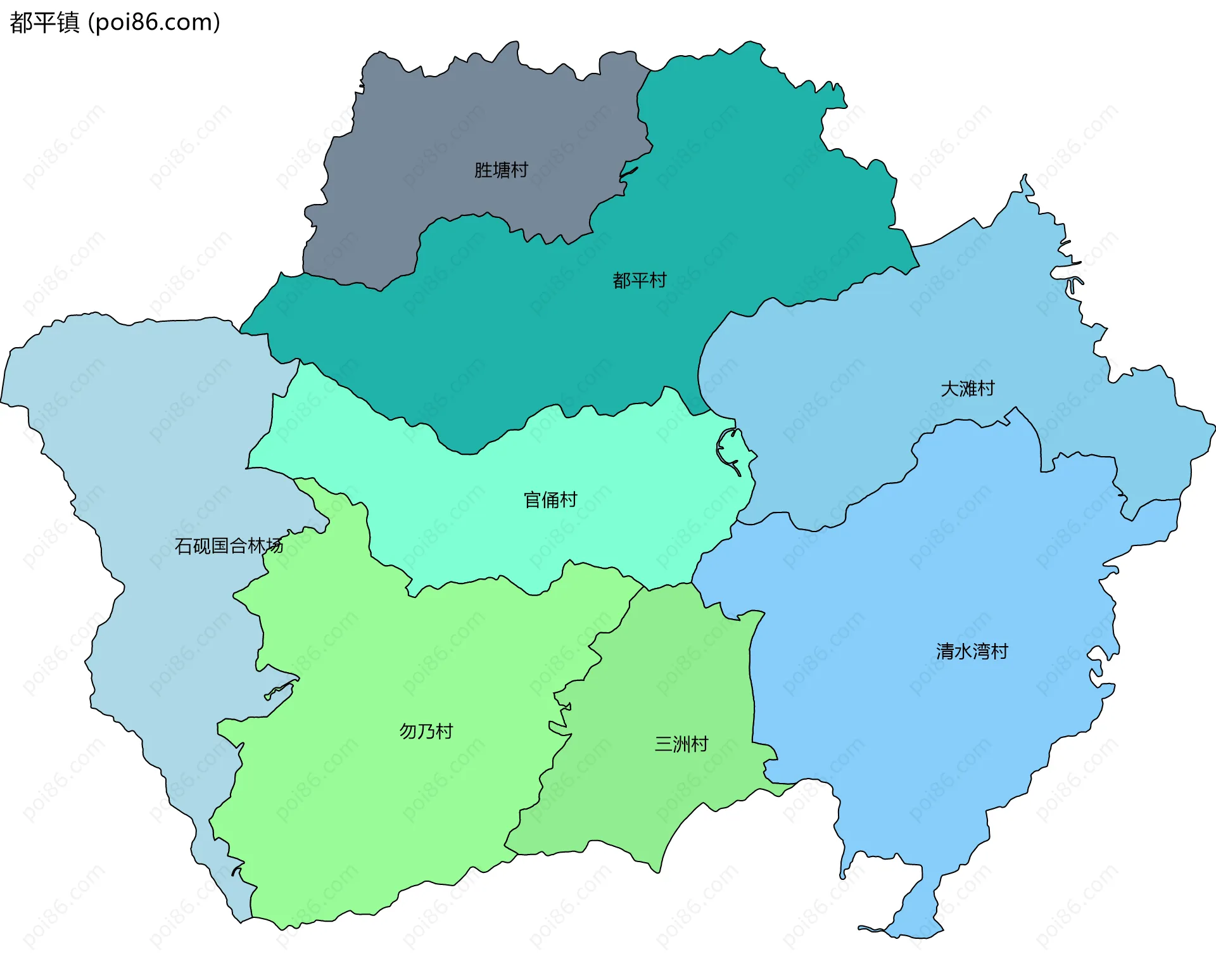 都平镇边界地图(五级行政区划)