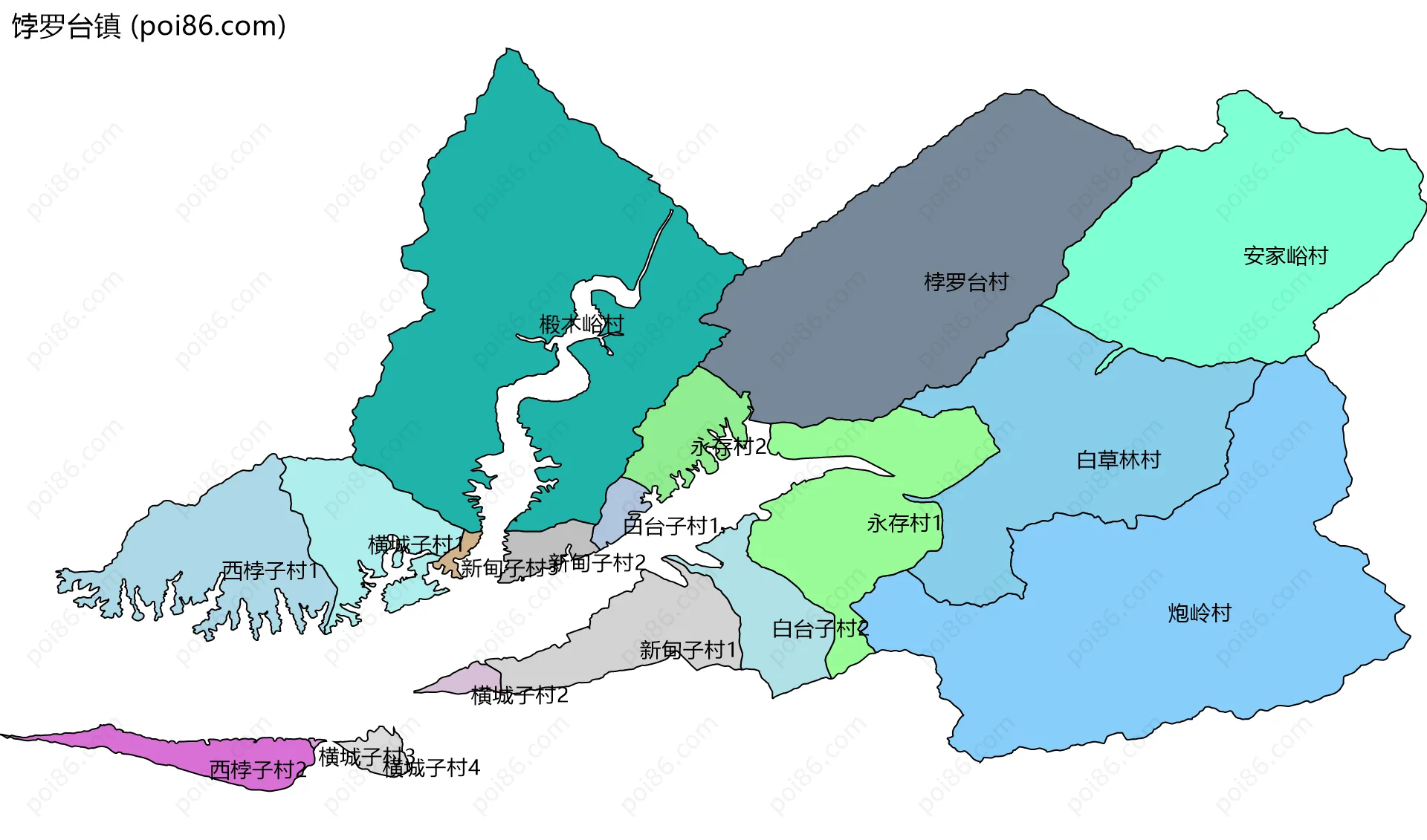 饽罗台镇边界地图(五级行政区划)