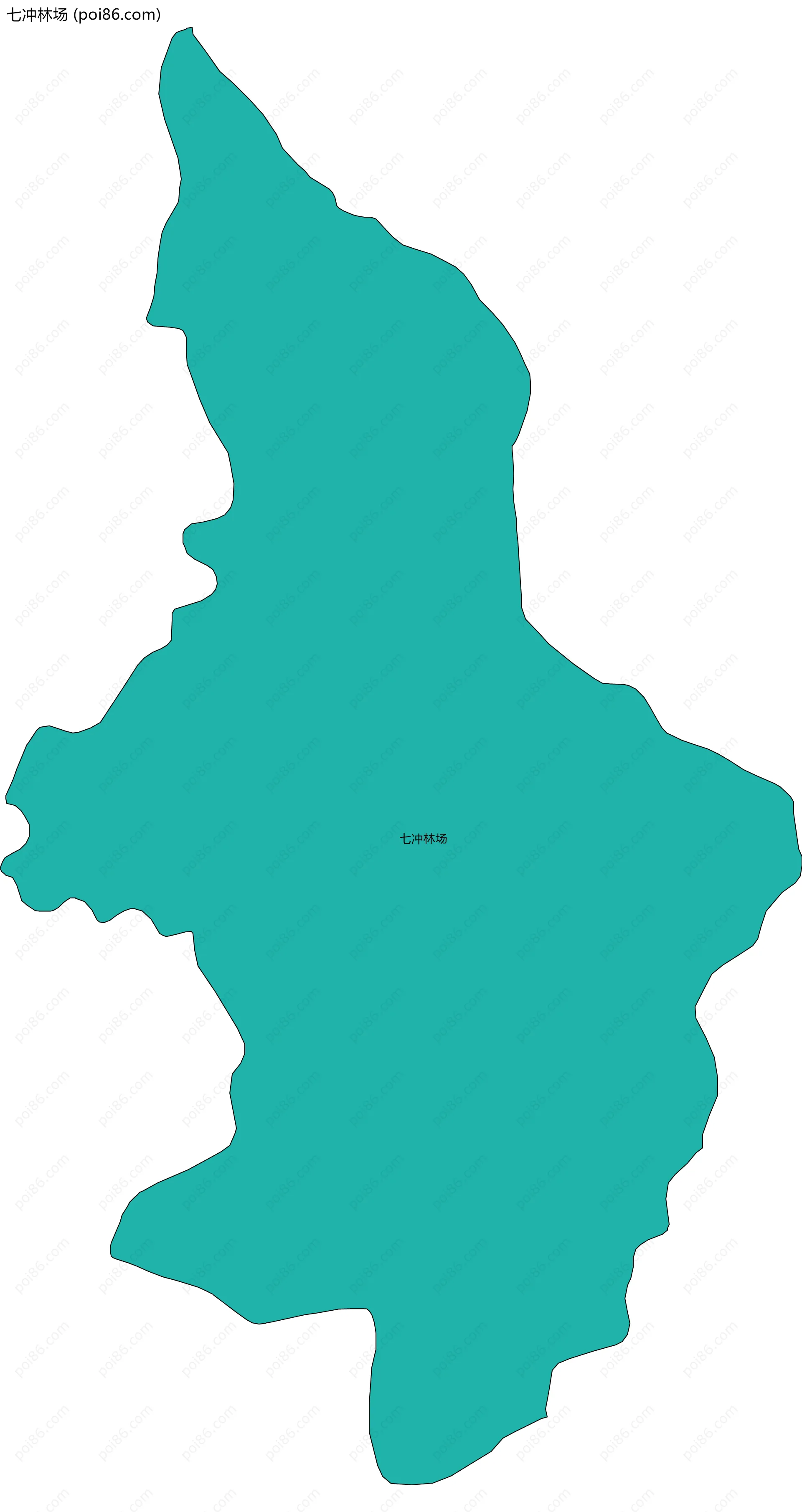 七冲林场边界地图(五级行政区划)