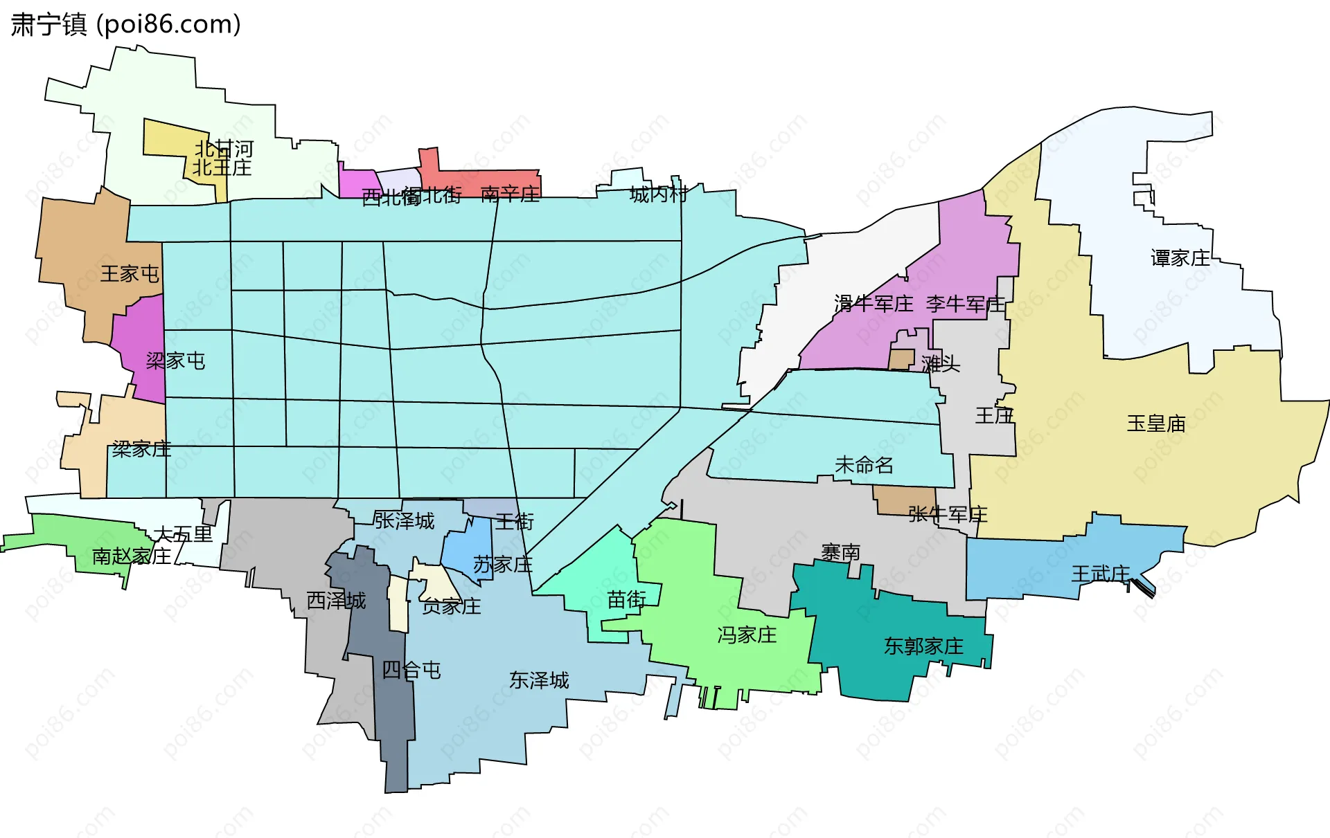 肃宁镇边界地图(五级行政区划)