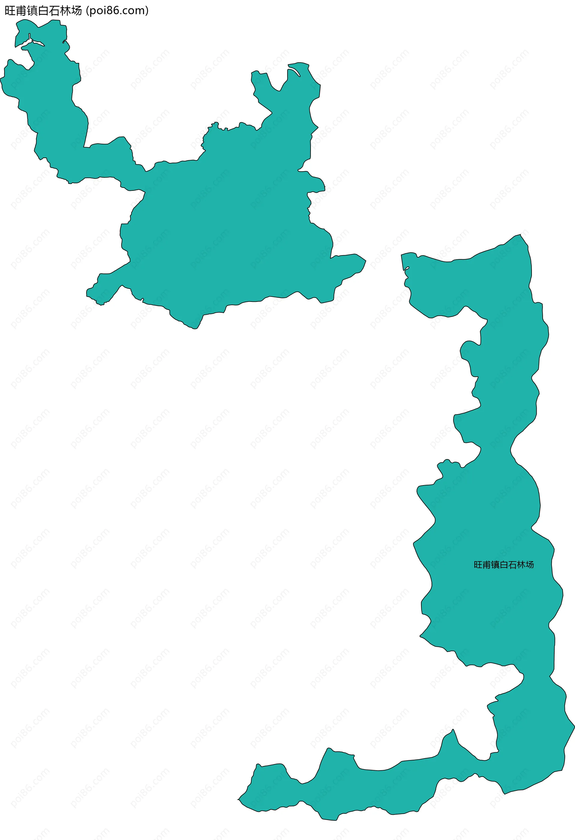 旺甫镇白石林场边界地图(五级行政区划)