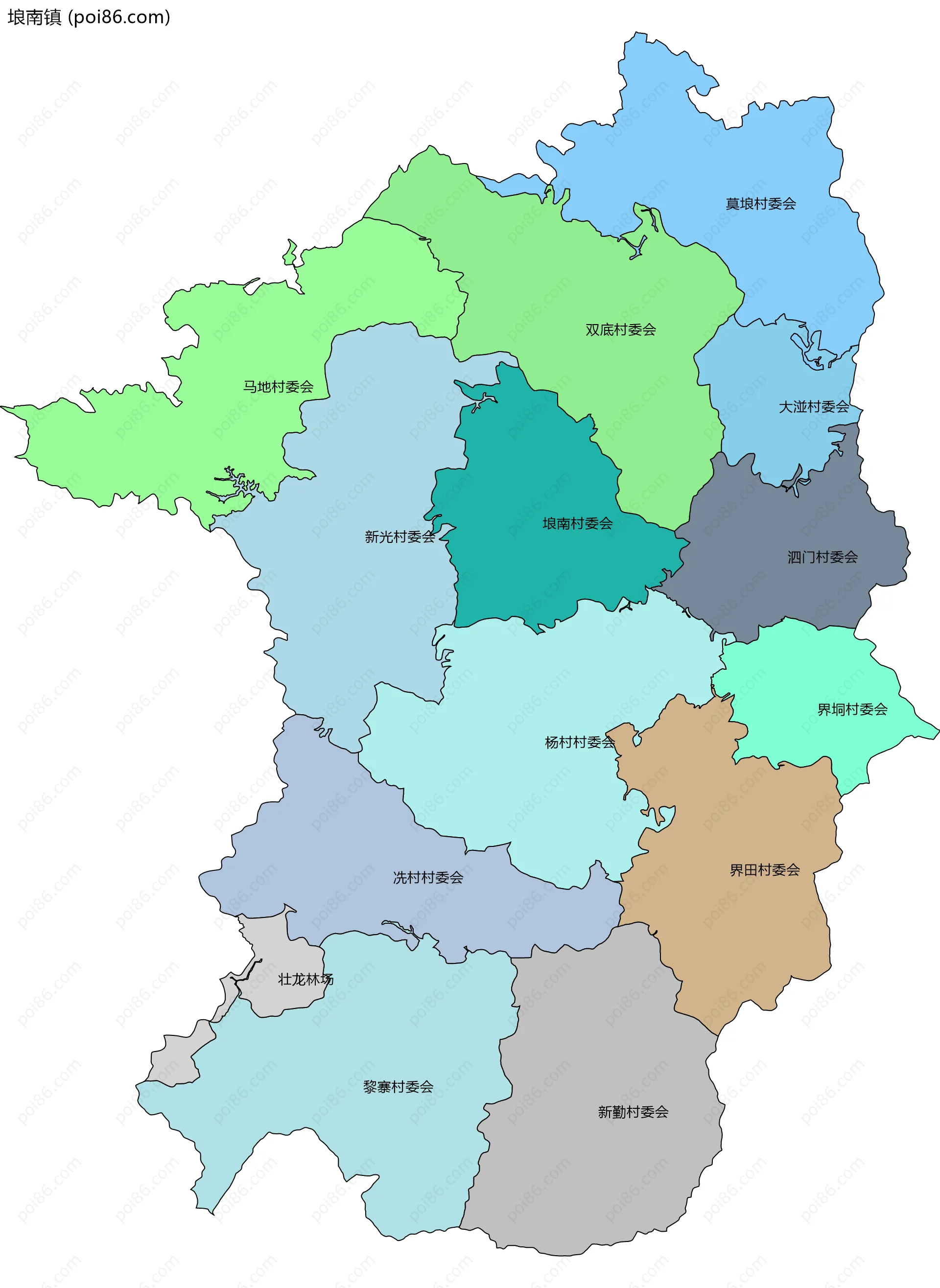 埌南镇边界地图(五级行政区划)