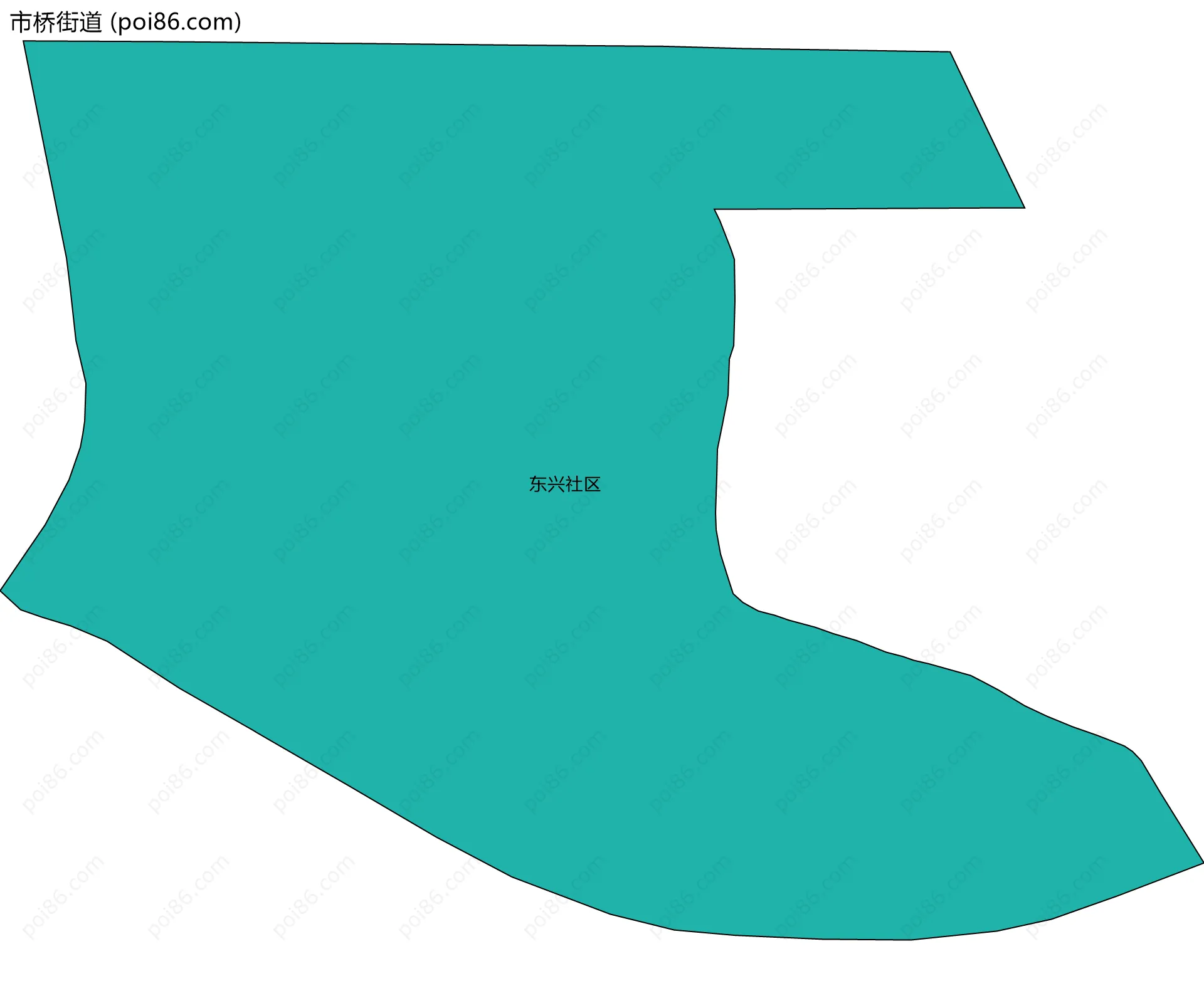 市桥街道边界地图(五级行政区划)