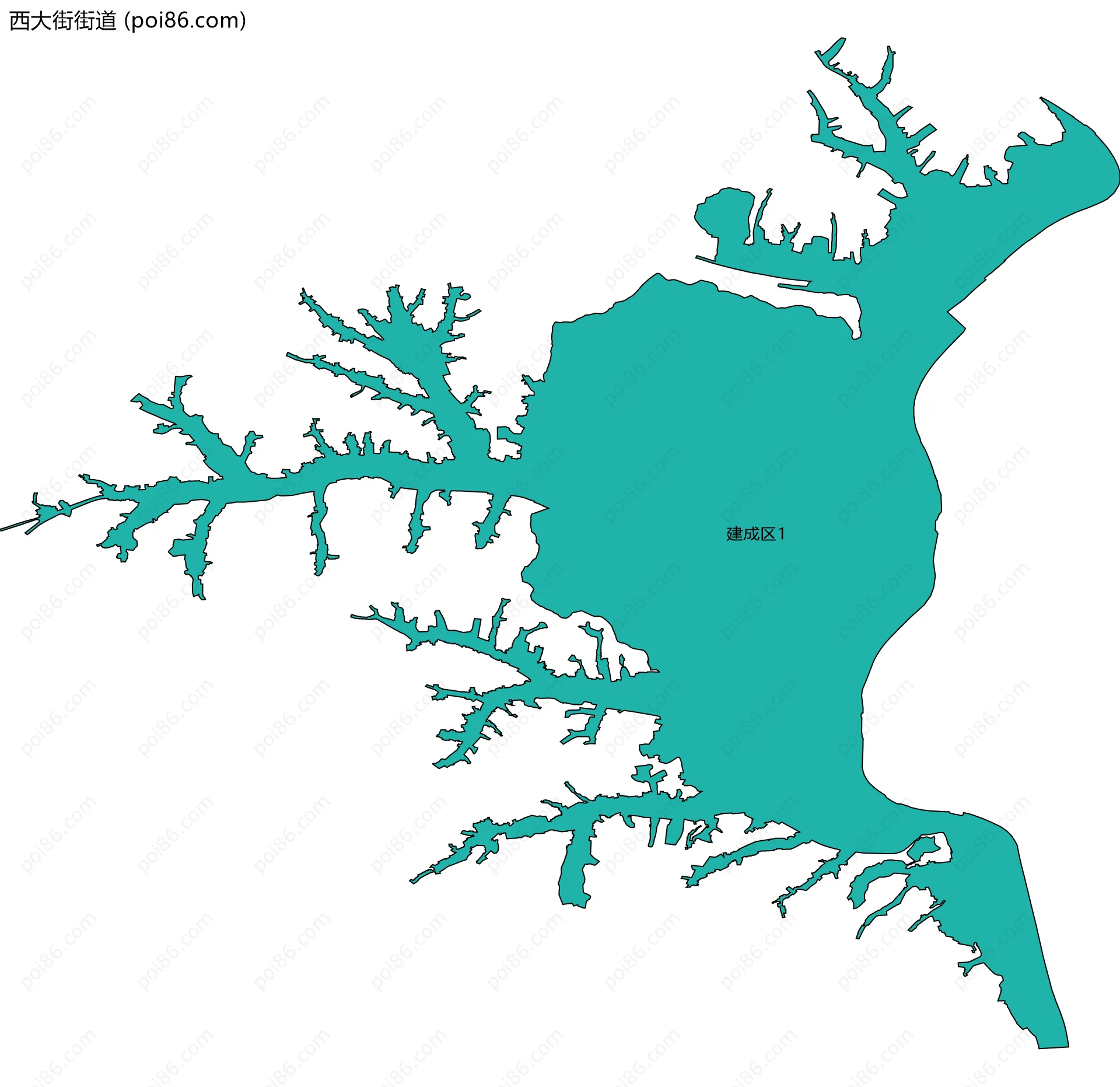 西大街街道边界地图(五级行政区划)