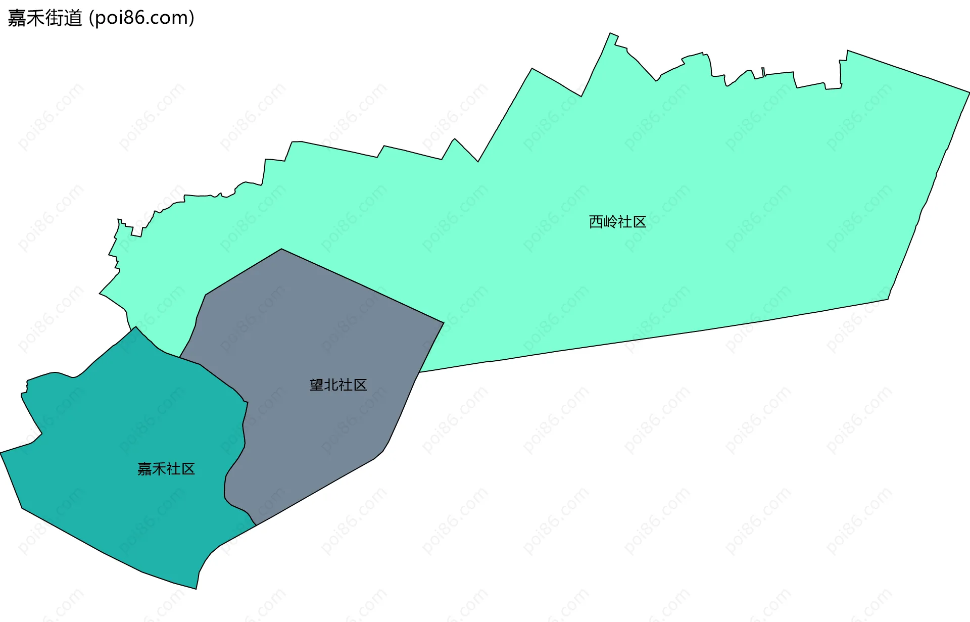 嘉禾街道边界地图(五级行政区划)