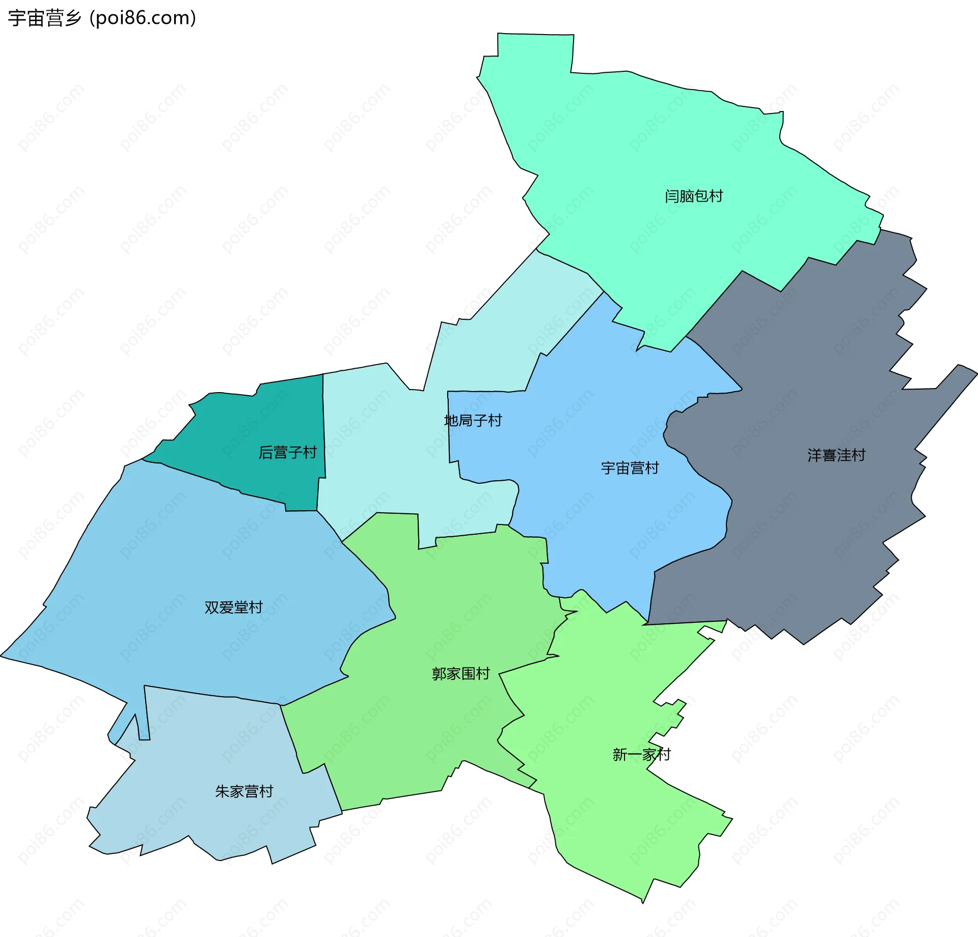 宇宙营乡边界地图(五级行政区划)