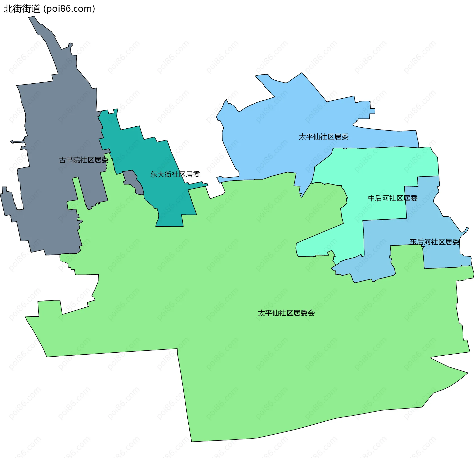 北街街道边界地图(五级行政区划)