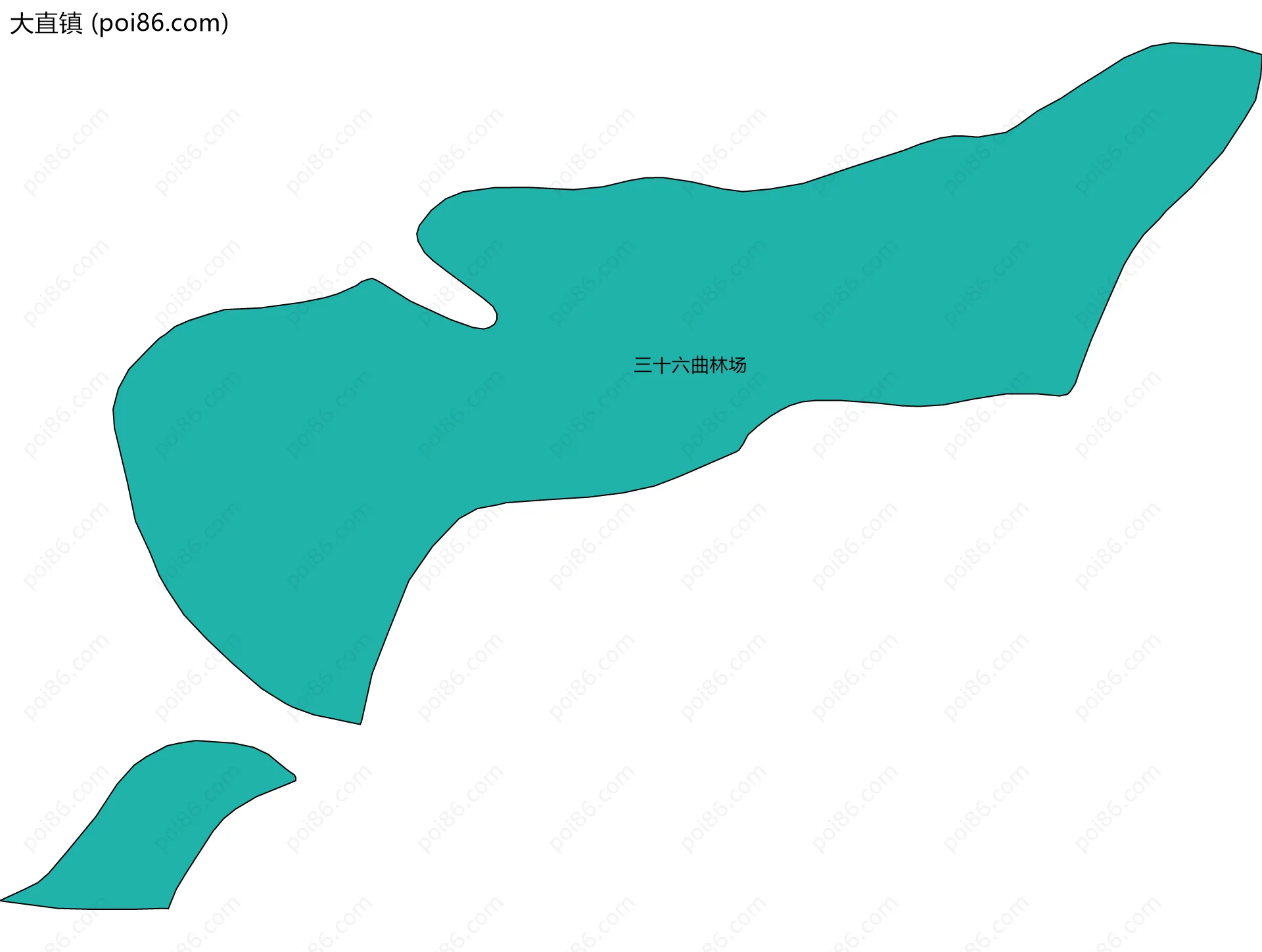 大直镇边界地图(五级行政区划)