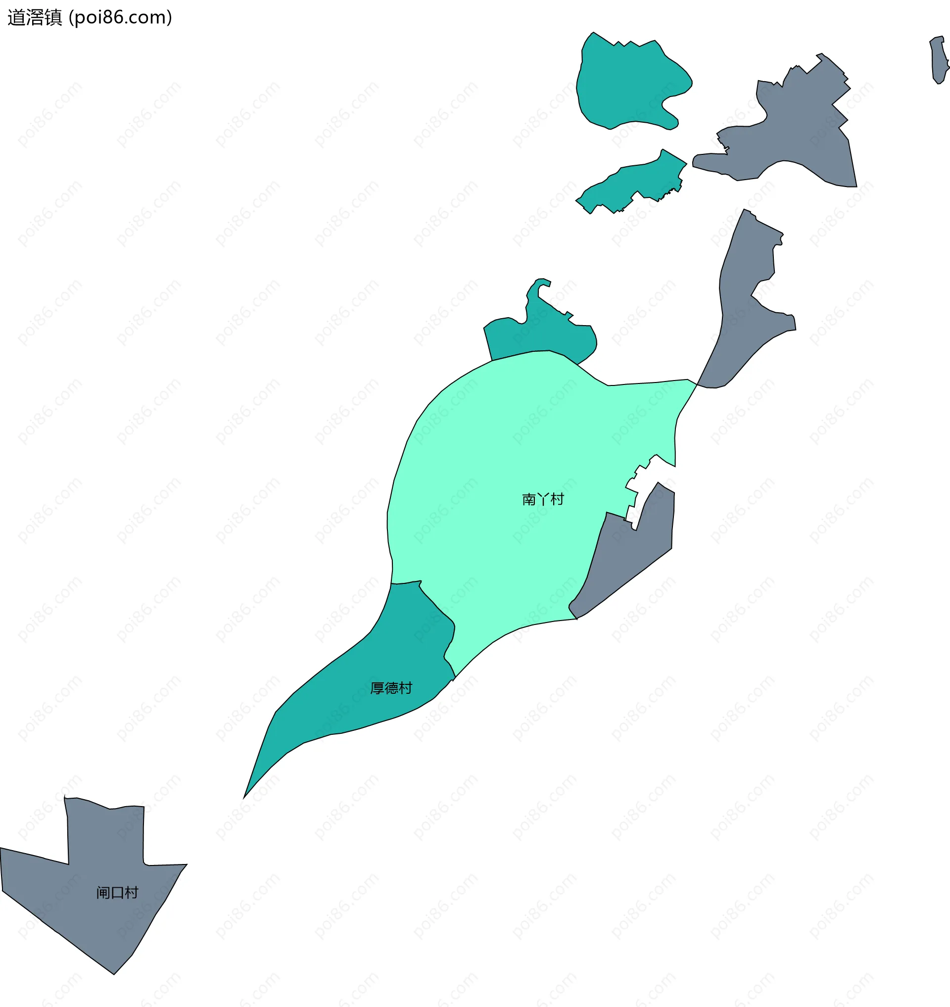 道滘镇边界地图(五级行政区划)