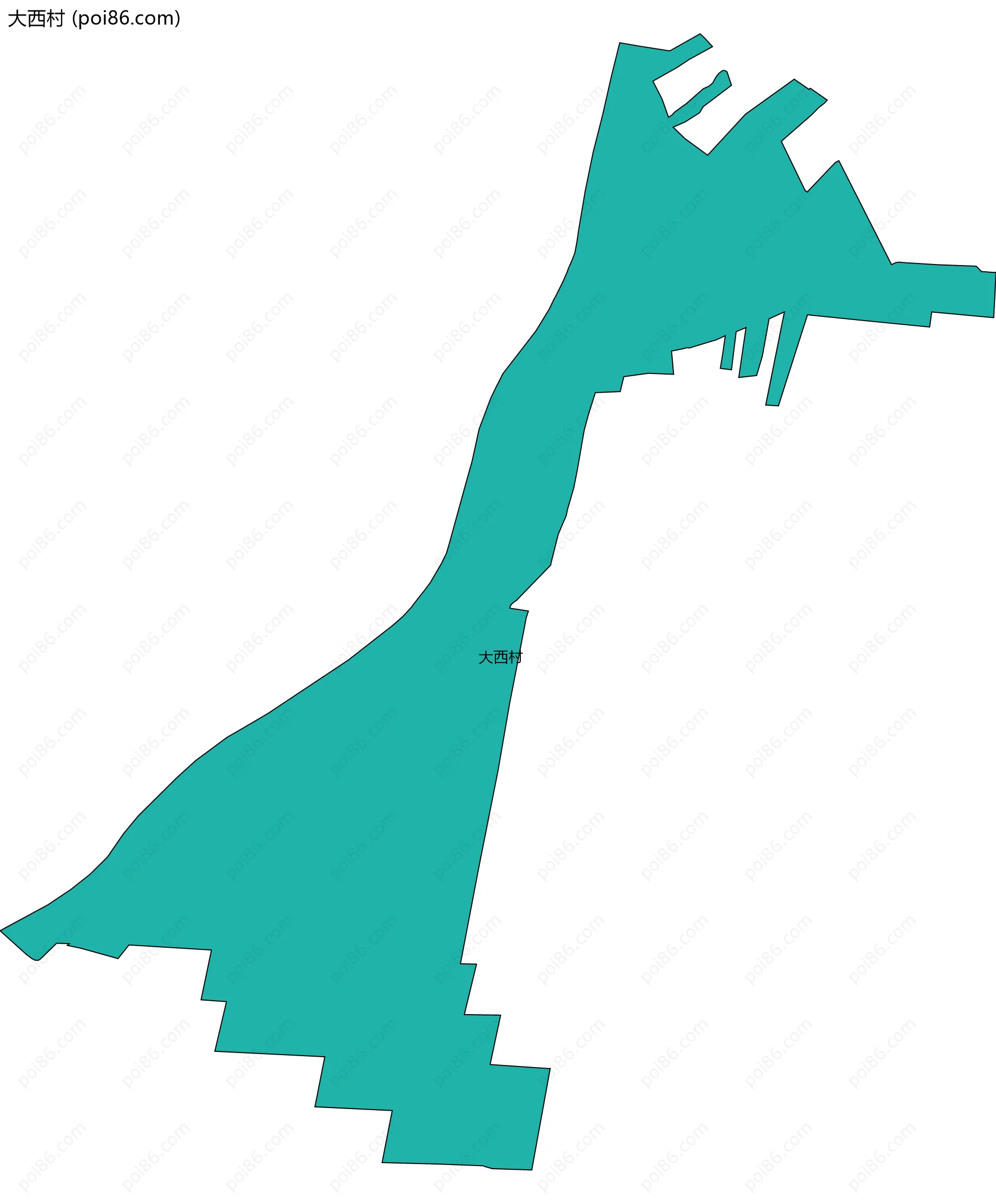 大西村边界地图