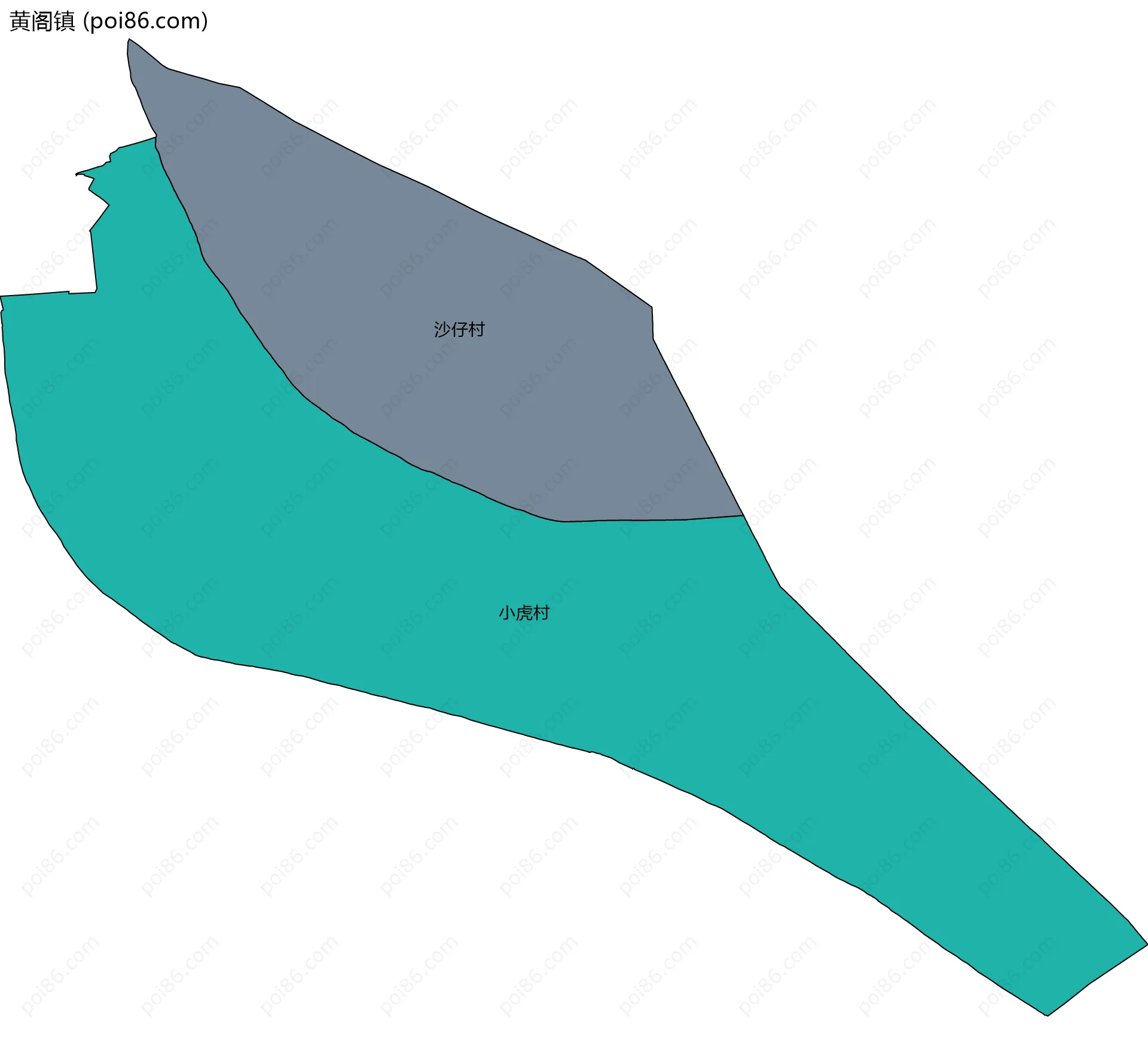 黄阁镇边界地图(五级行政区划)