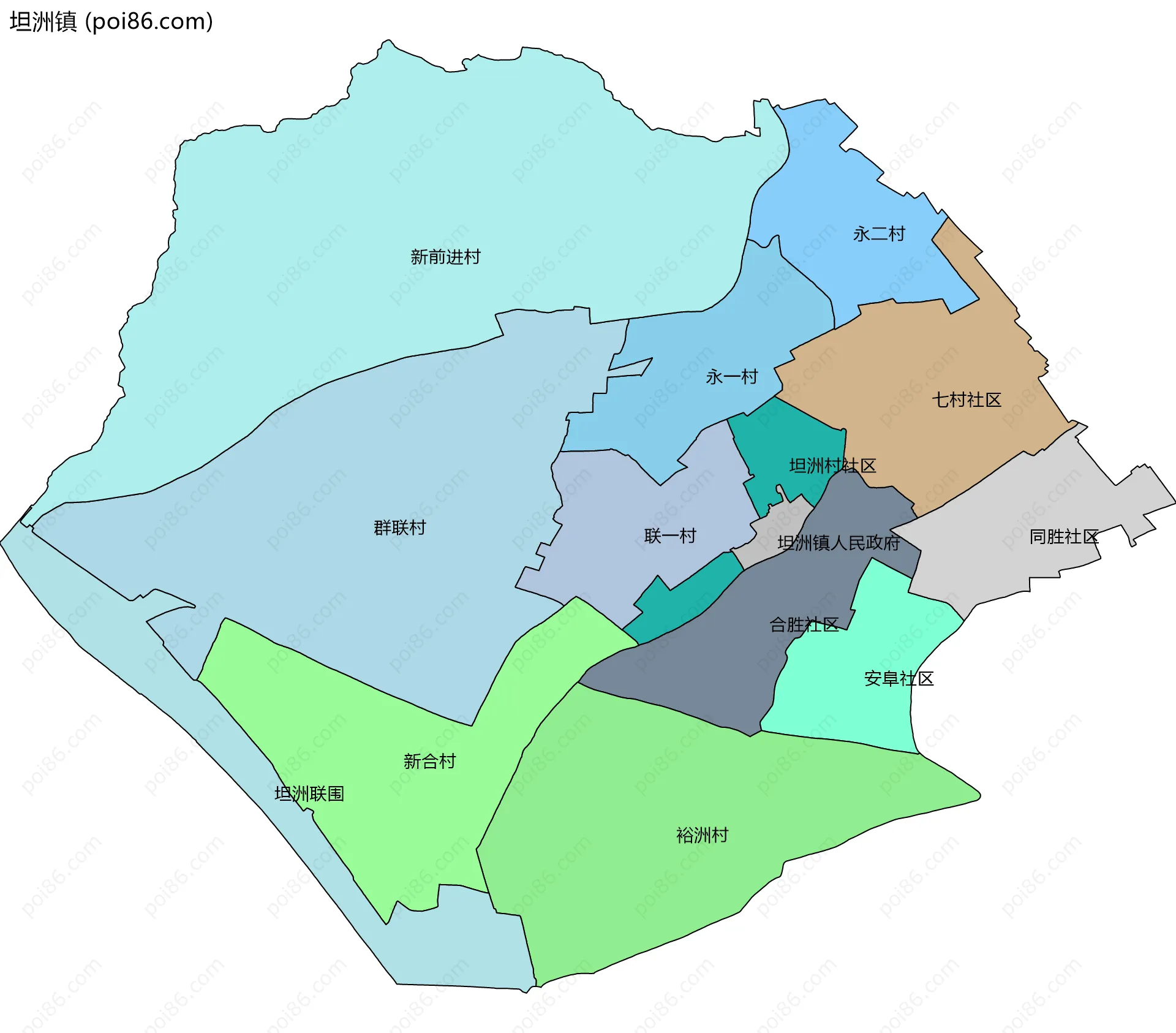 坦洲镇边界地图(五级行政区划)