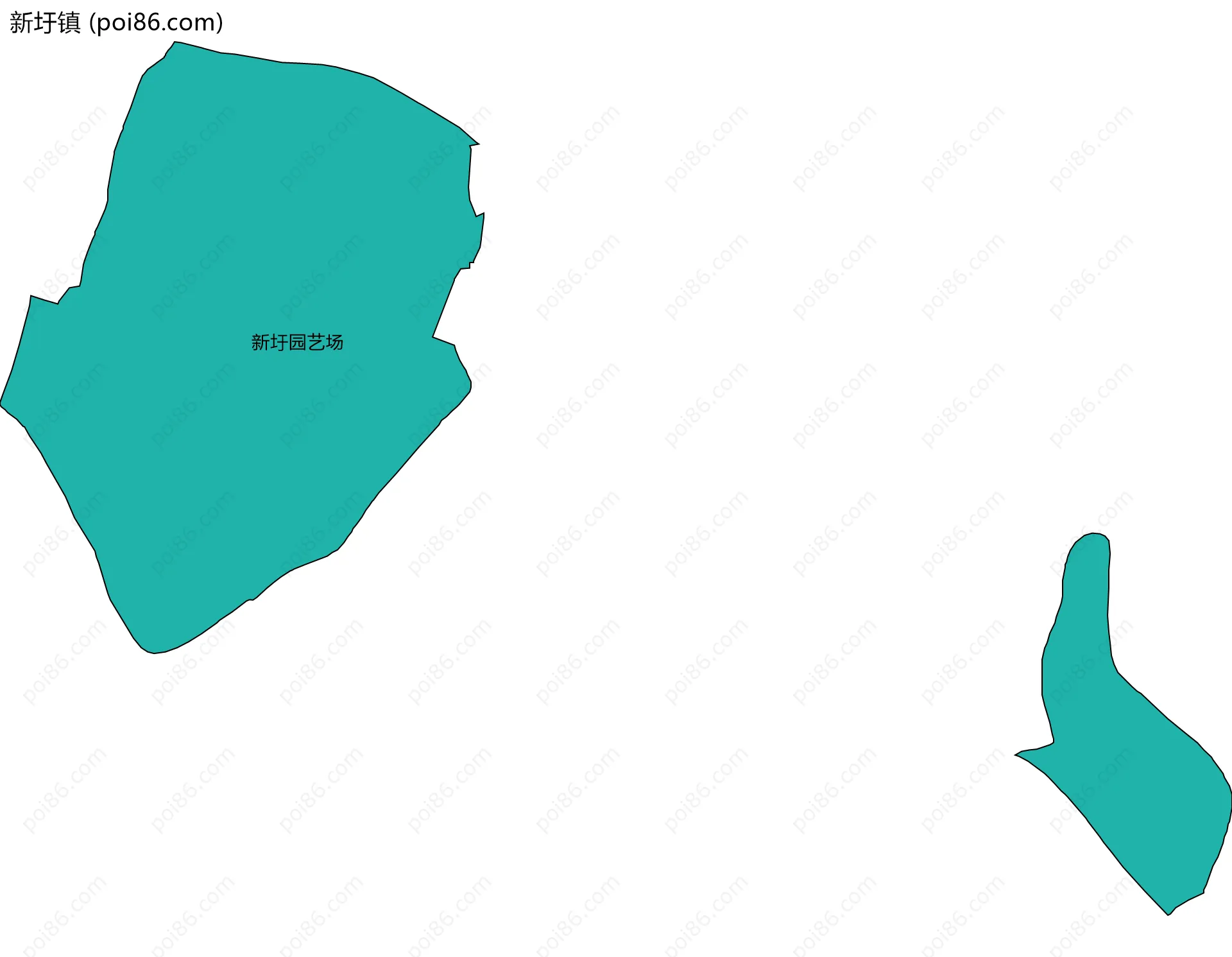 新圩镇边界地图(五级行政区划)