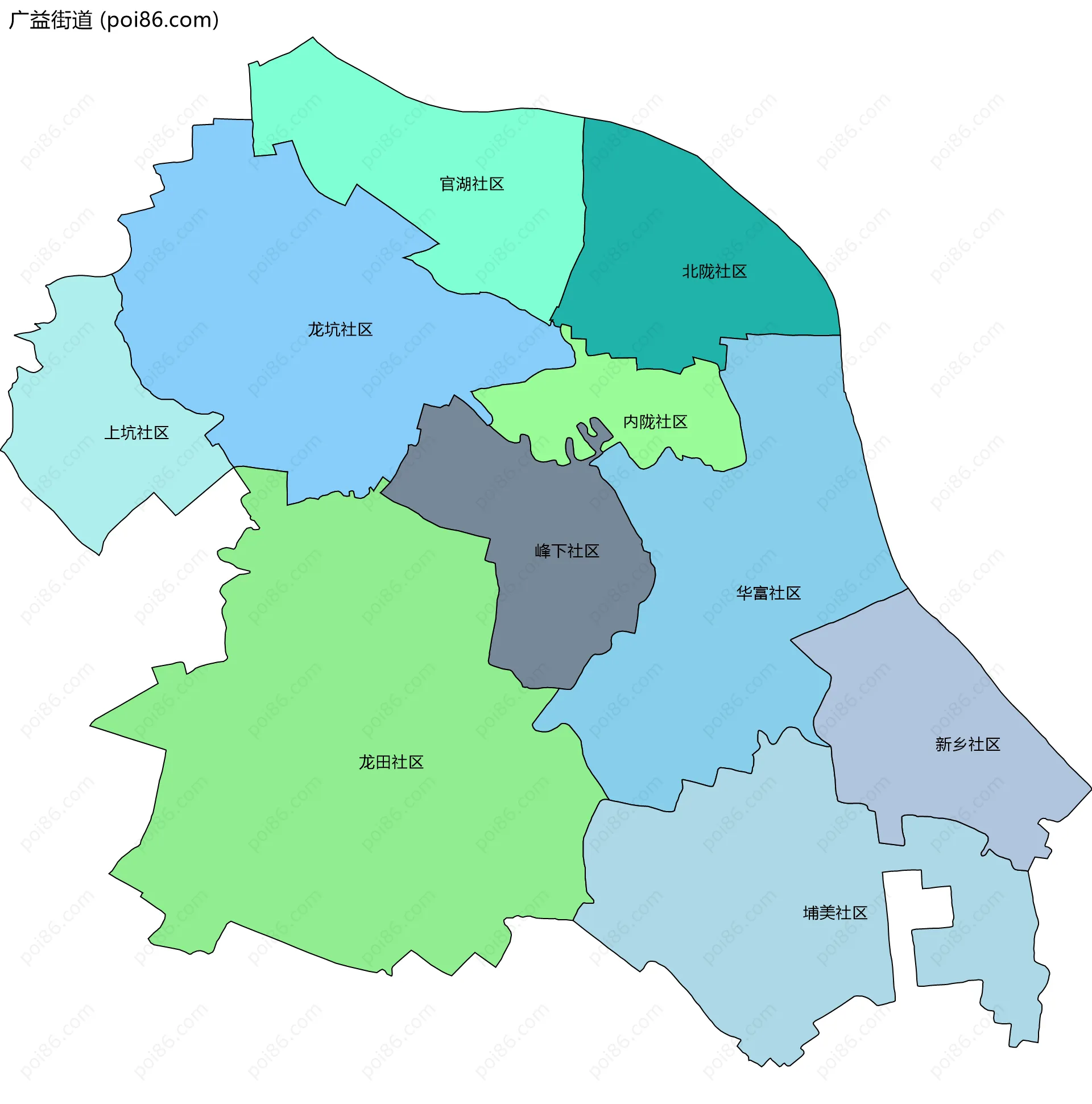 广益街道边界地图(五级行政区划)