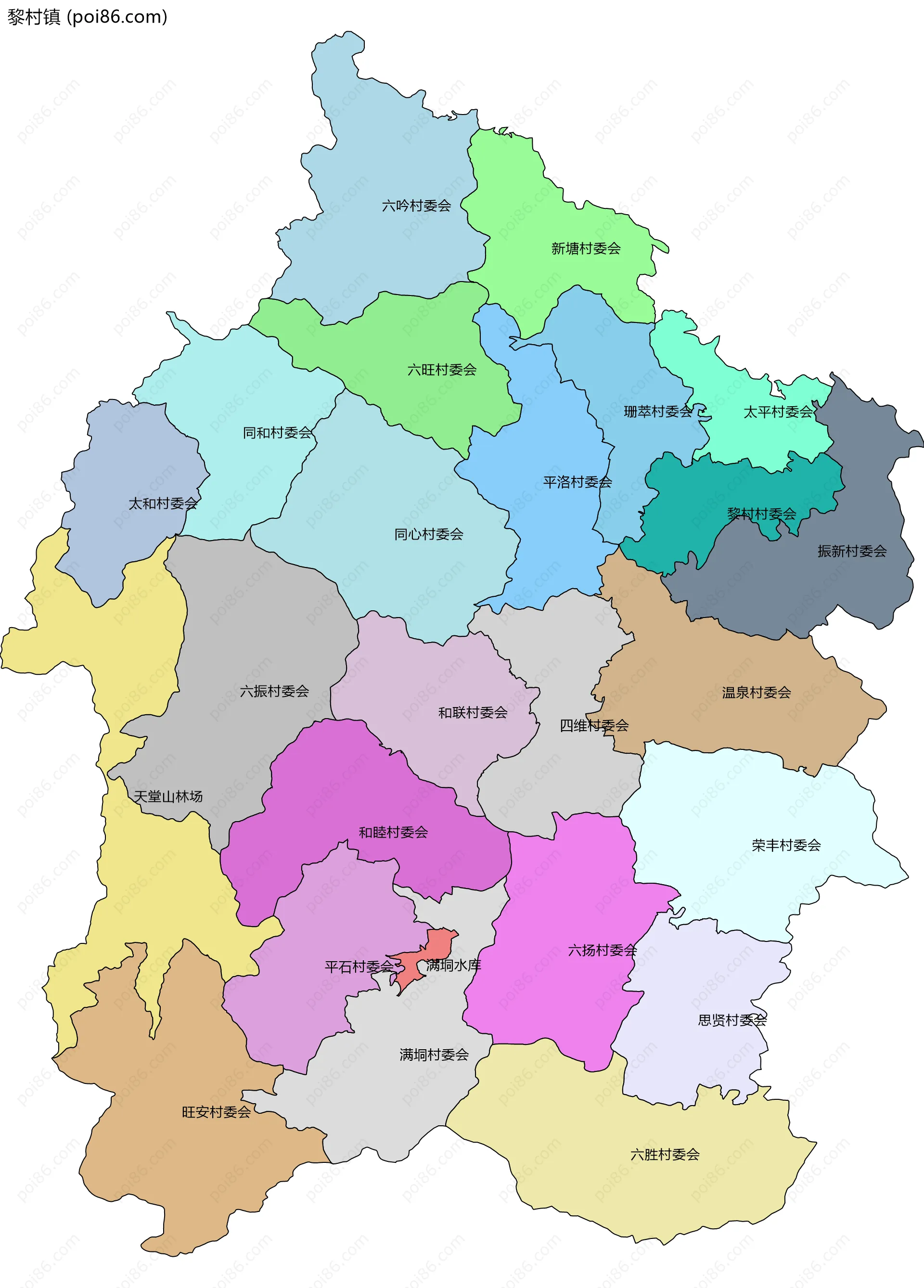 黎村镇边界地图(五级行政区划)