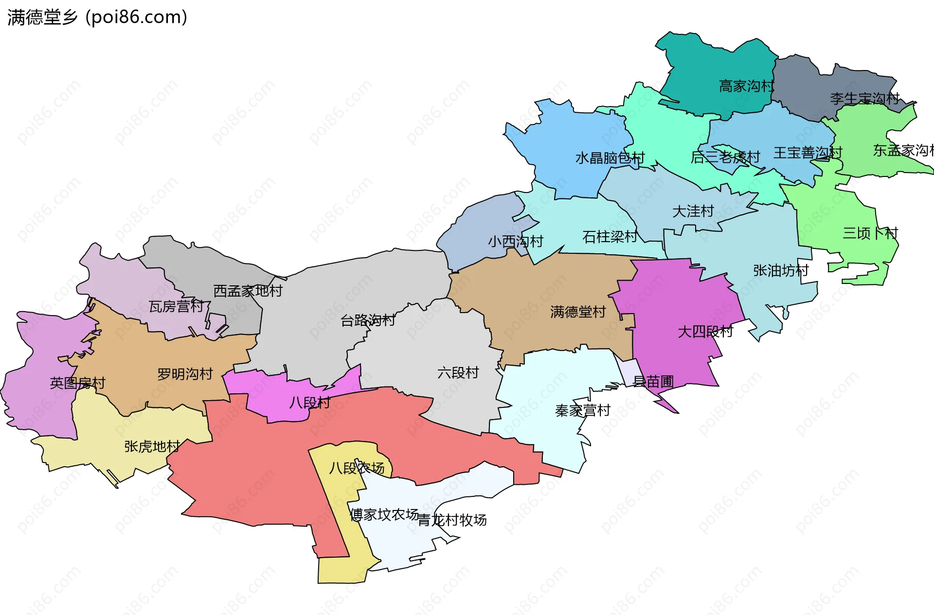 满德堂乡边界地图(五级行政区划)