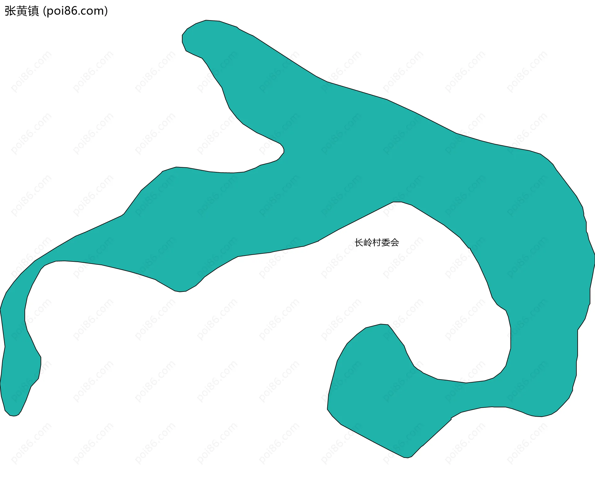张黄镇边界地图(五级行政区划)