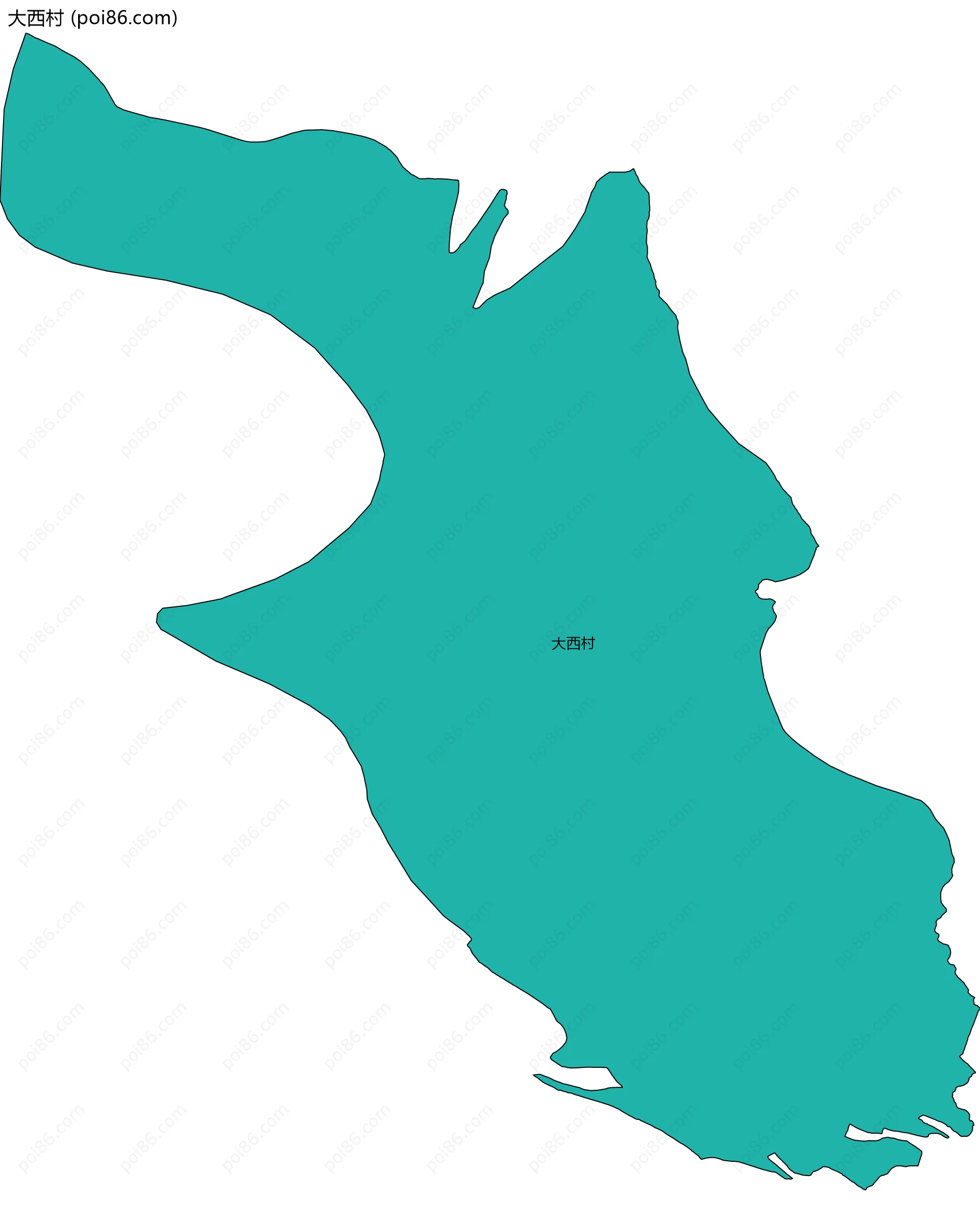 大西村边界地图