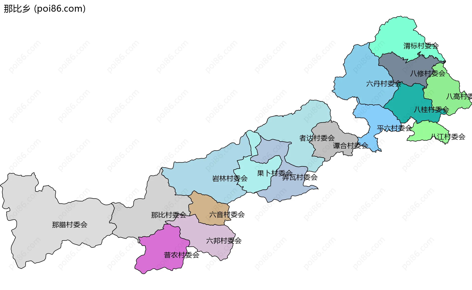 那比乡边界地图(五级行政区划)