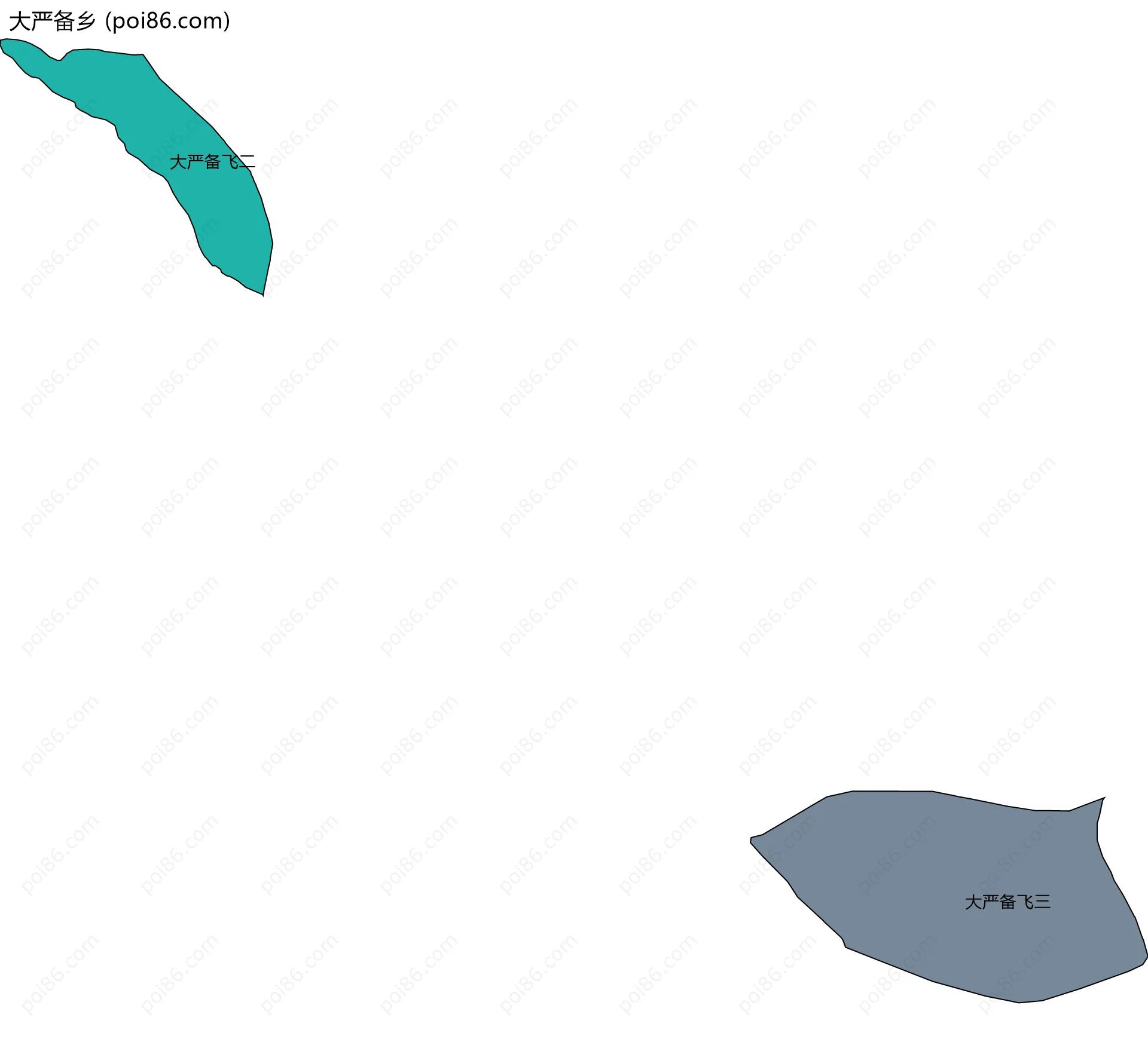 大严备乡边界地图(五级行政区划)