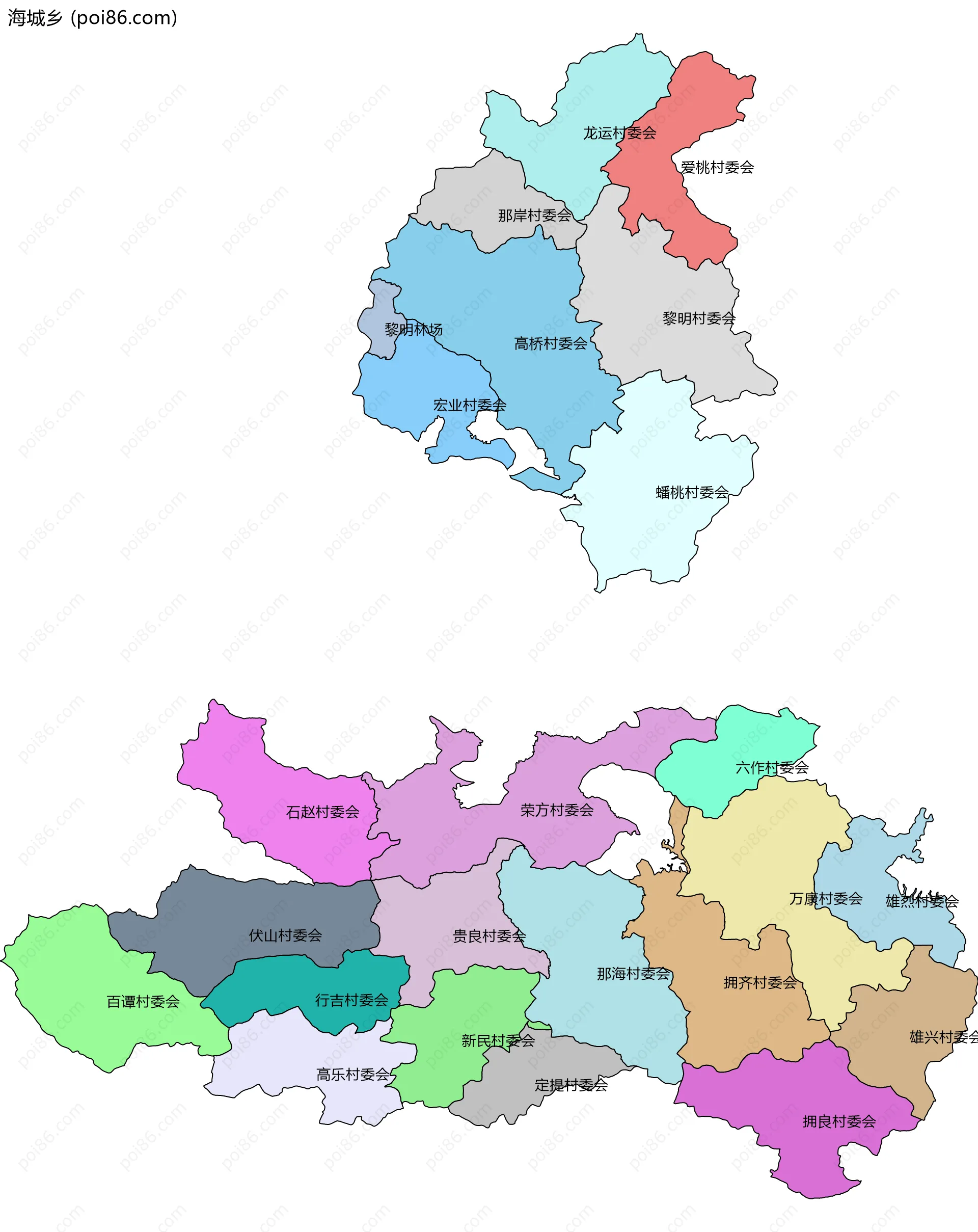 海城乡边界地图(五级行政区划)