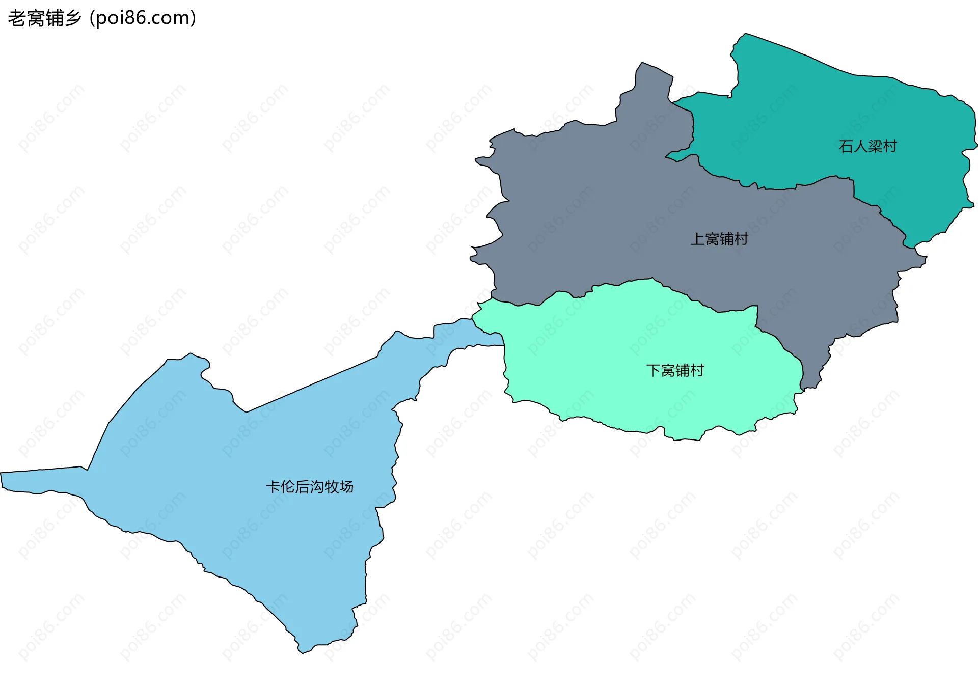 老窝铺乡边界地图(五级行政区划)