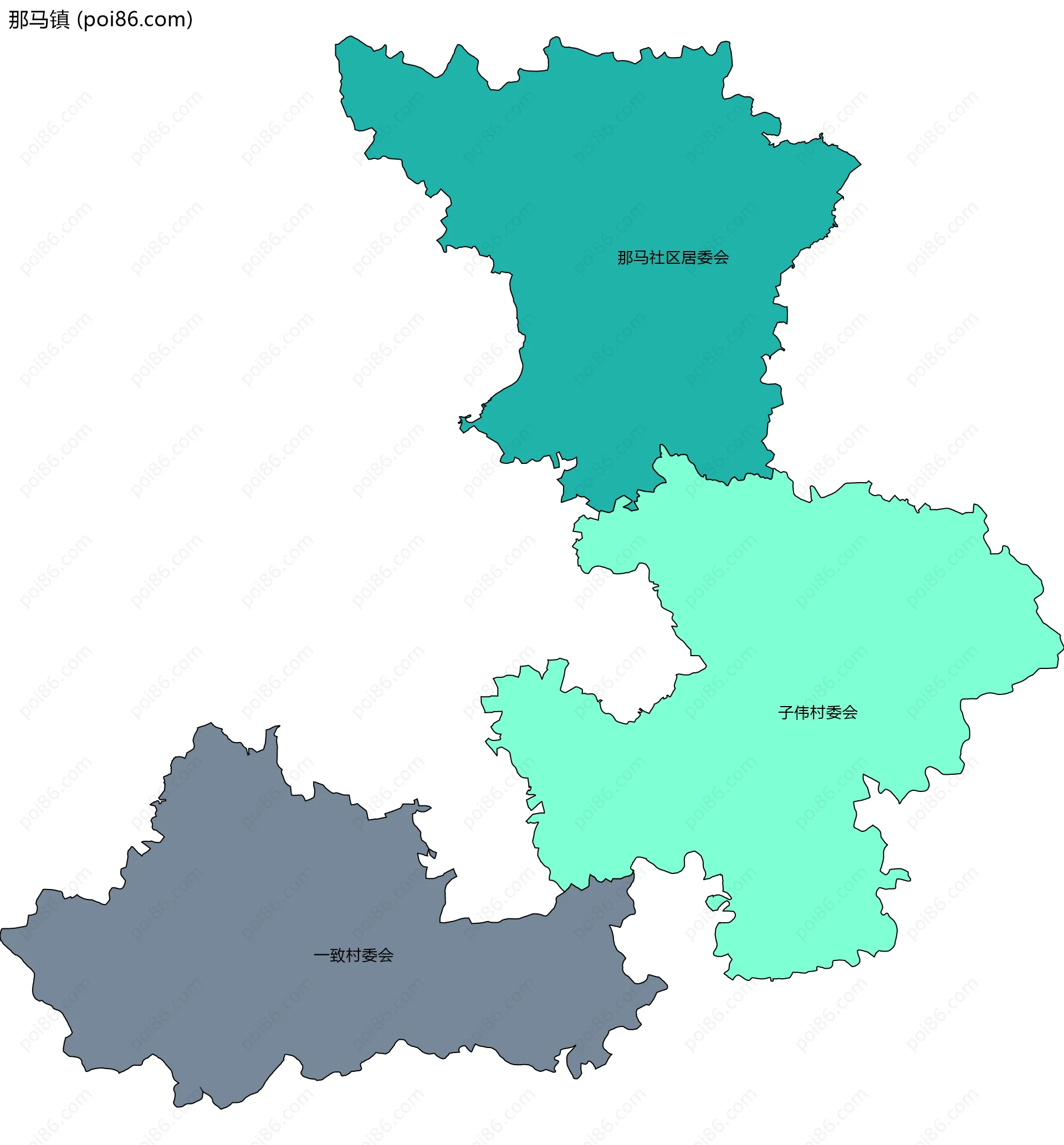 那马镇边界地图(五级行政区划)