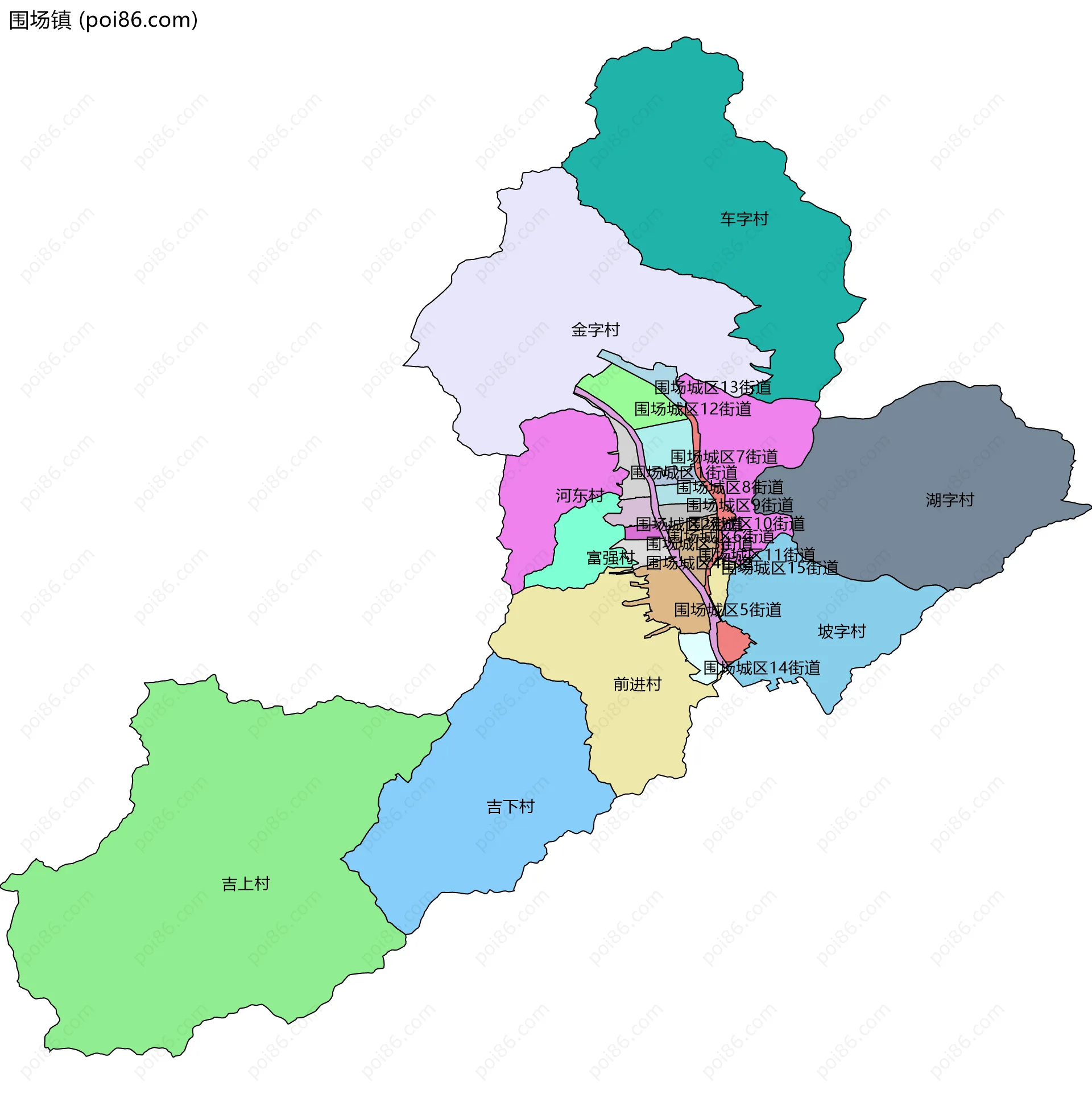 围场镇边界地图(五级行政区划)