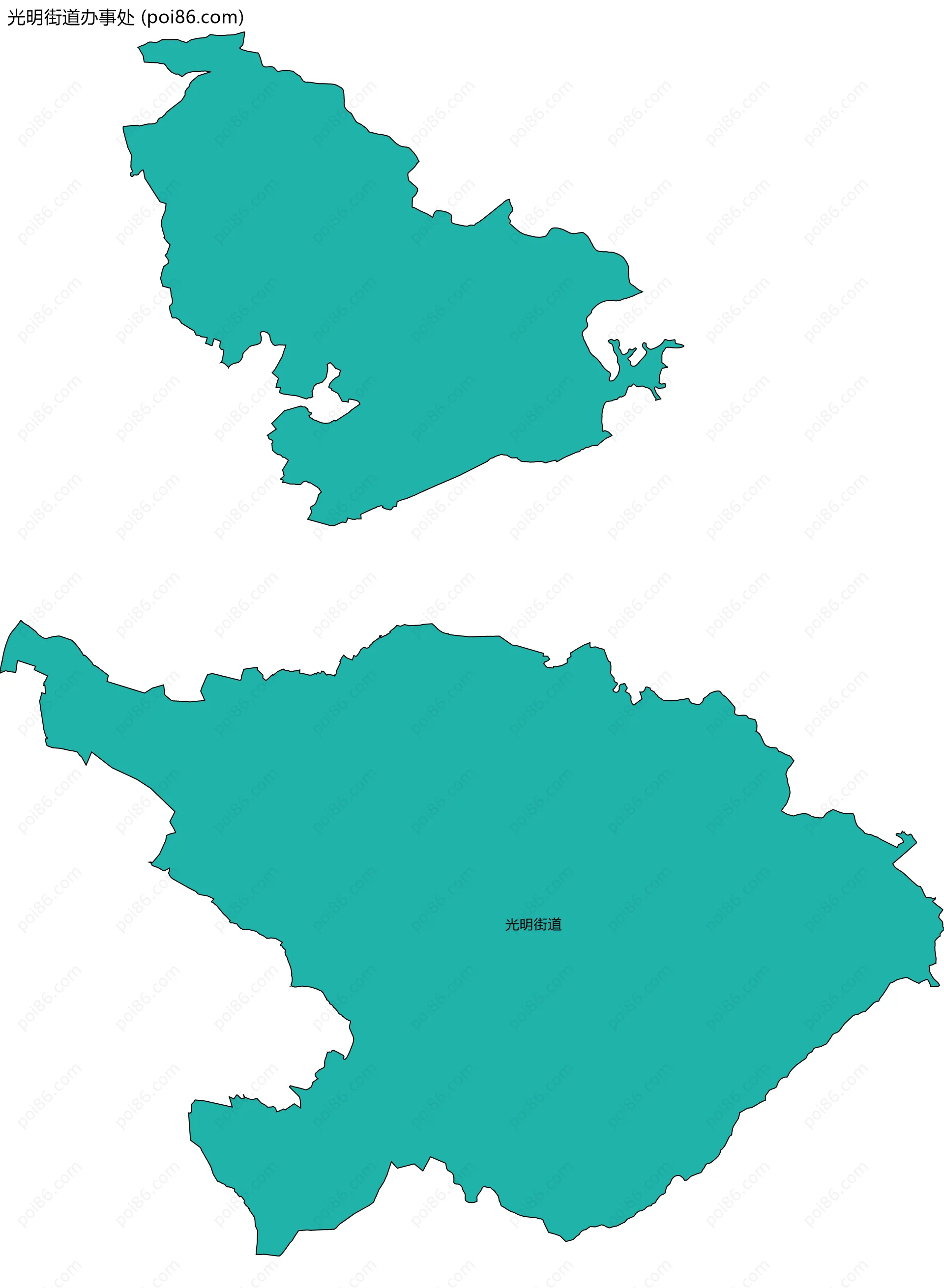 光明街道办事处边界地图(五级行政区划)