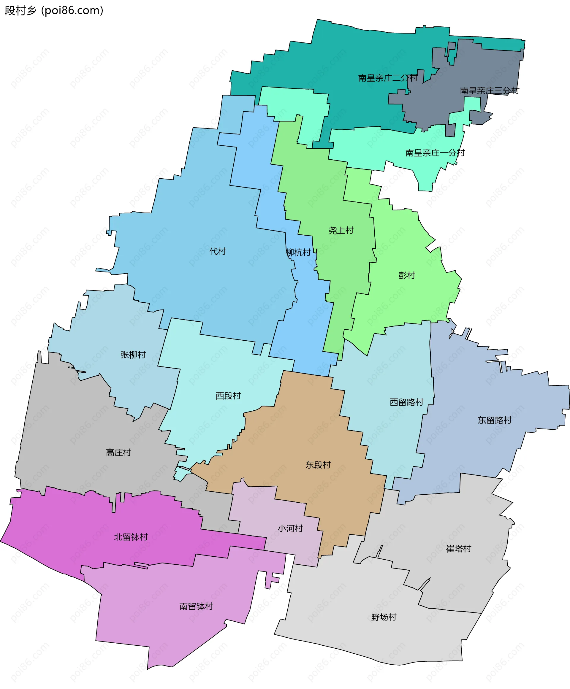段村乡边界地图(五级行政区划)