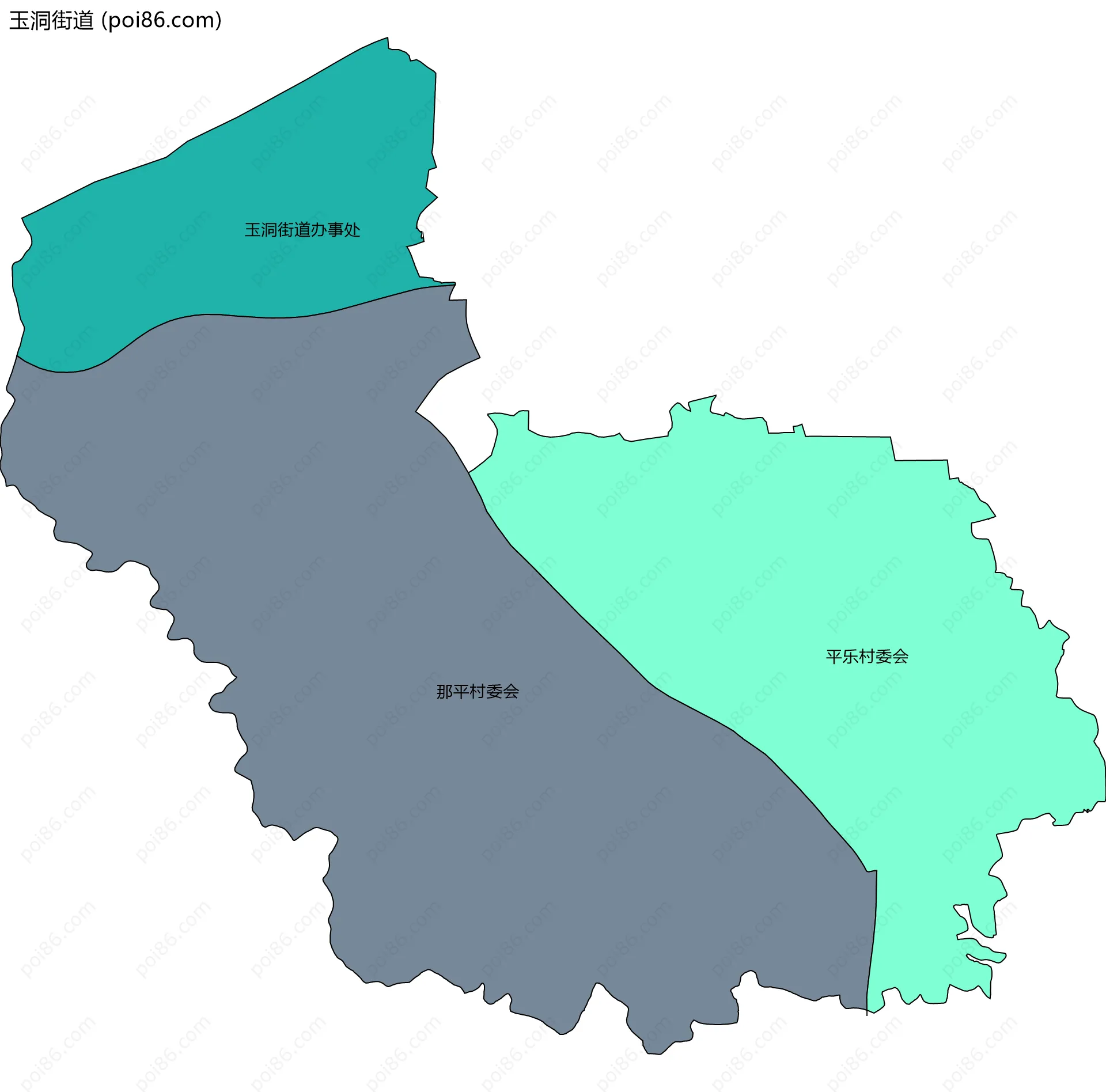 玉洞街道边界地图(五级行政区划)