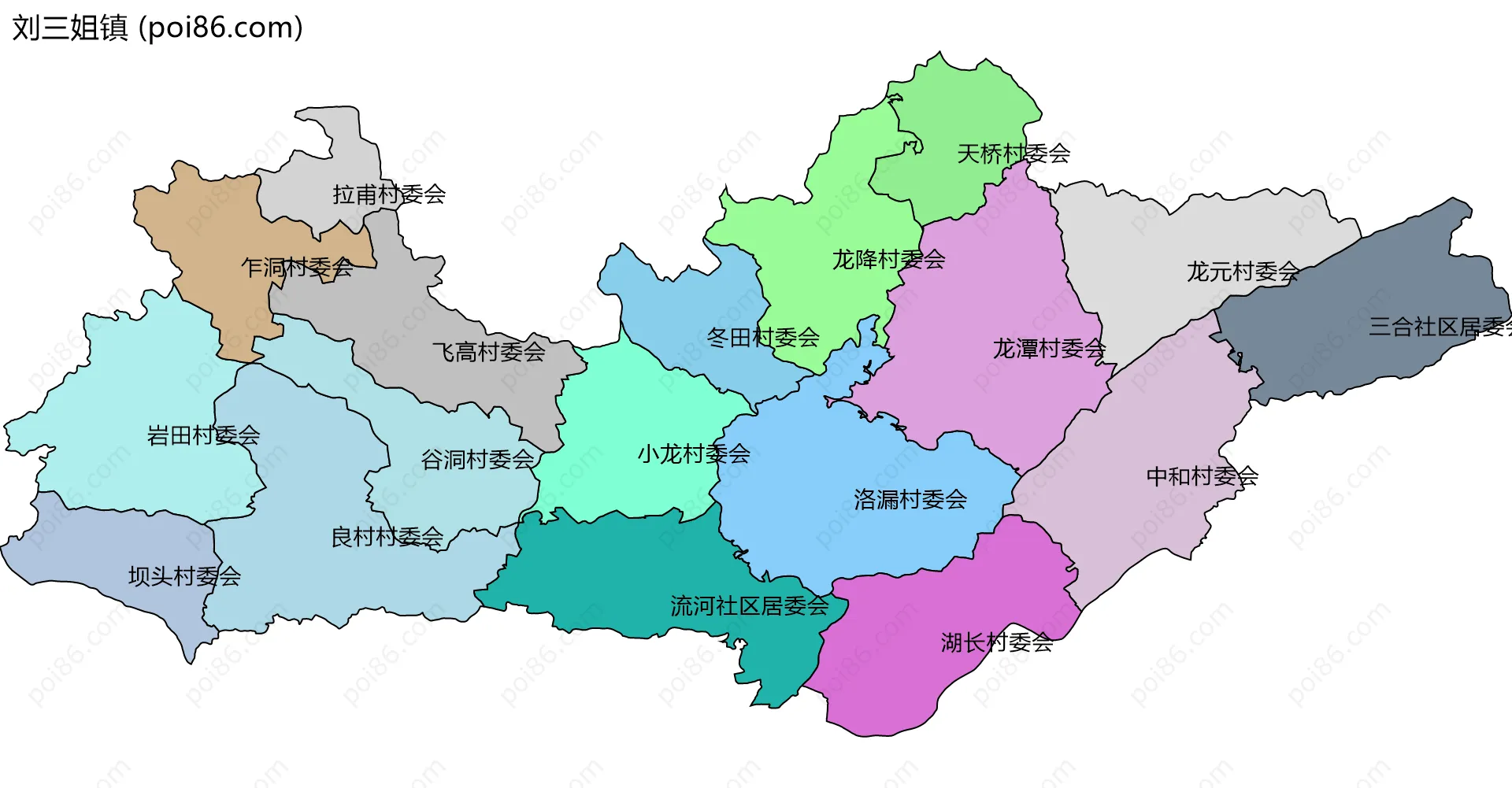 刘三姐镇边界地图(五级行政区划)