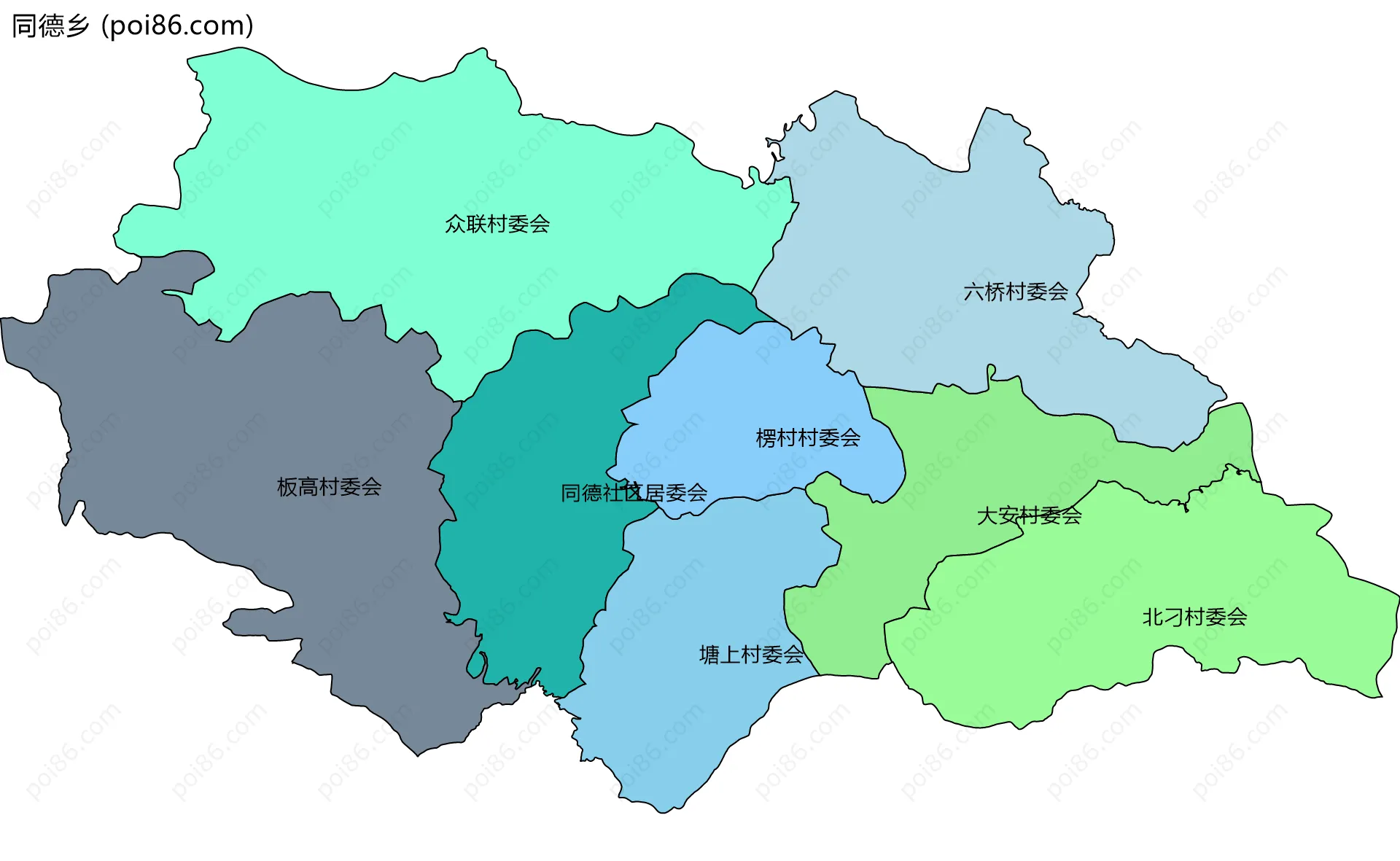 同德乡边界地图(五级行政区划)