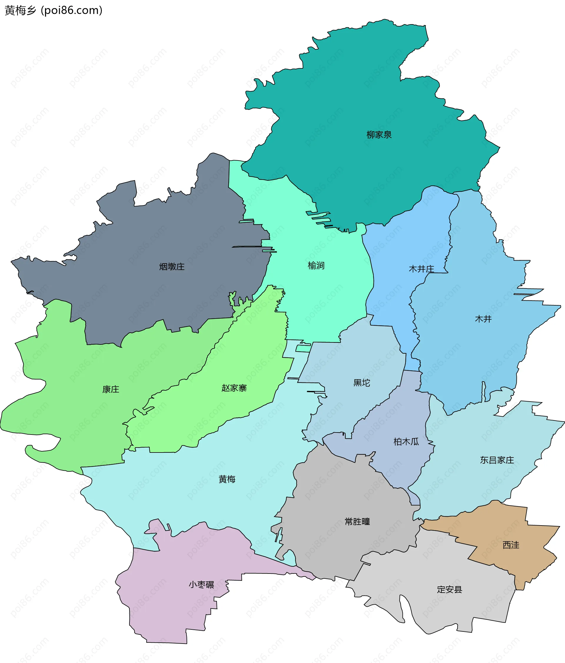 黄梅乡边界地图(五级行政区划)