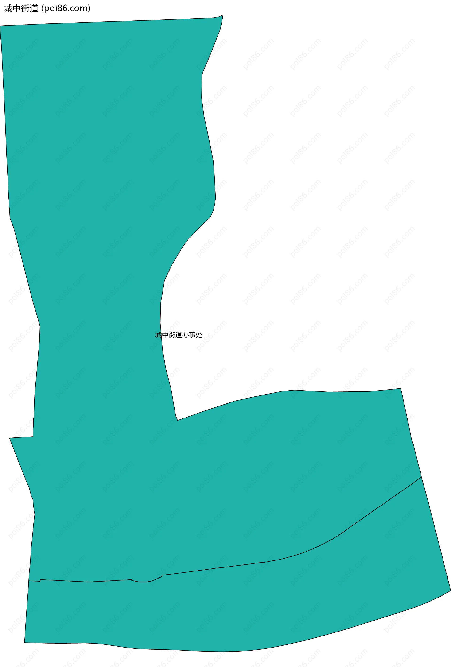 城中街道边界地图(五级行政区划)