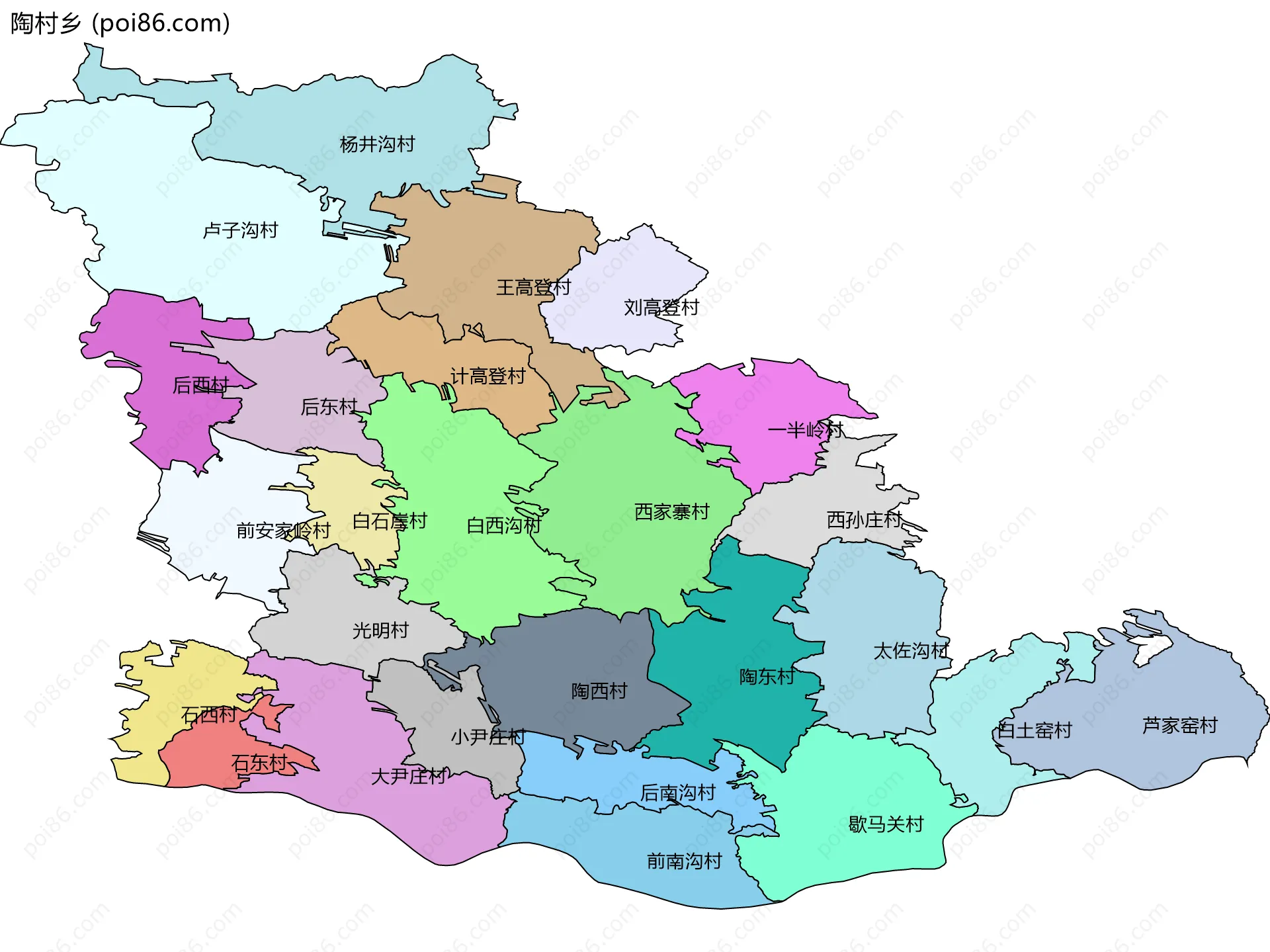 陶村乡边界地图(五级行政区划)