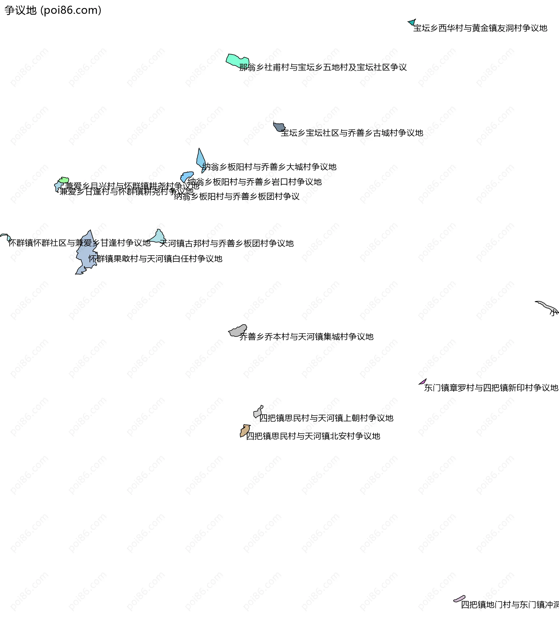 争议地边界地图(五级行政区划)