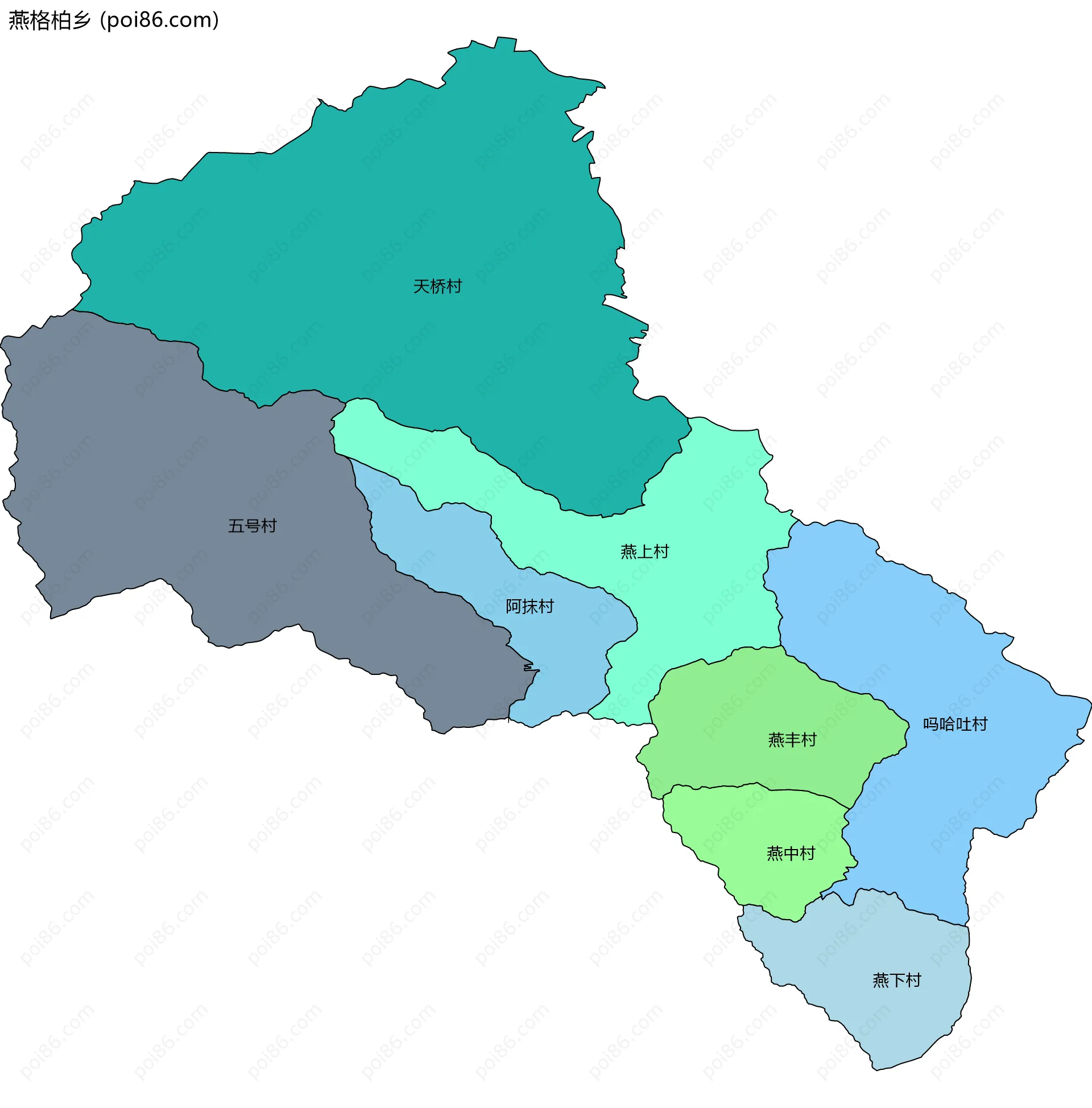 燕格柏乡边界地图(五级行政区划)